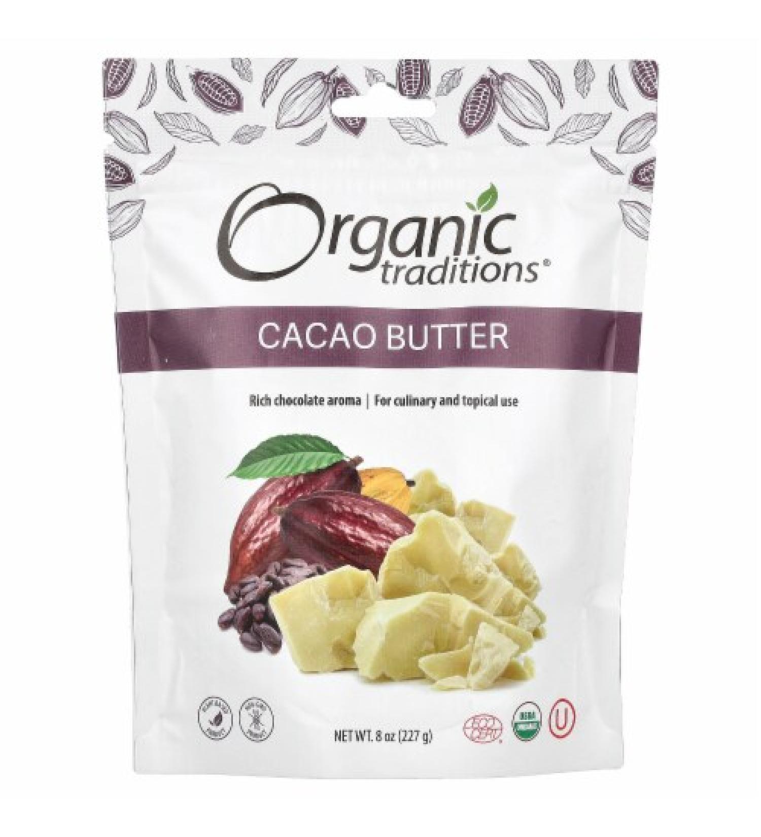 Organic Traditions Cacao Butter 8 oz | Premium Raw Cacao | Healthy Cooking & Baking - Buy Online on SooperMarket.com