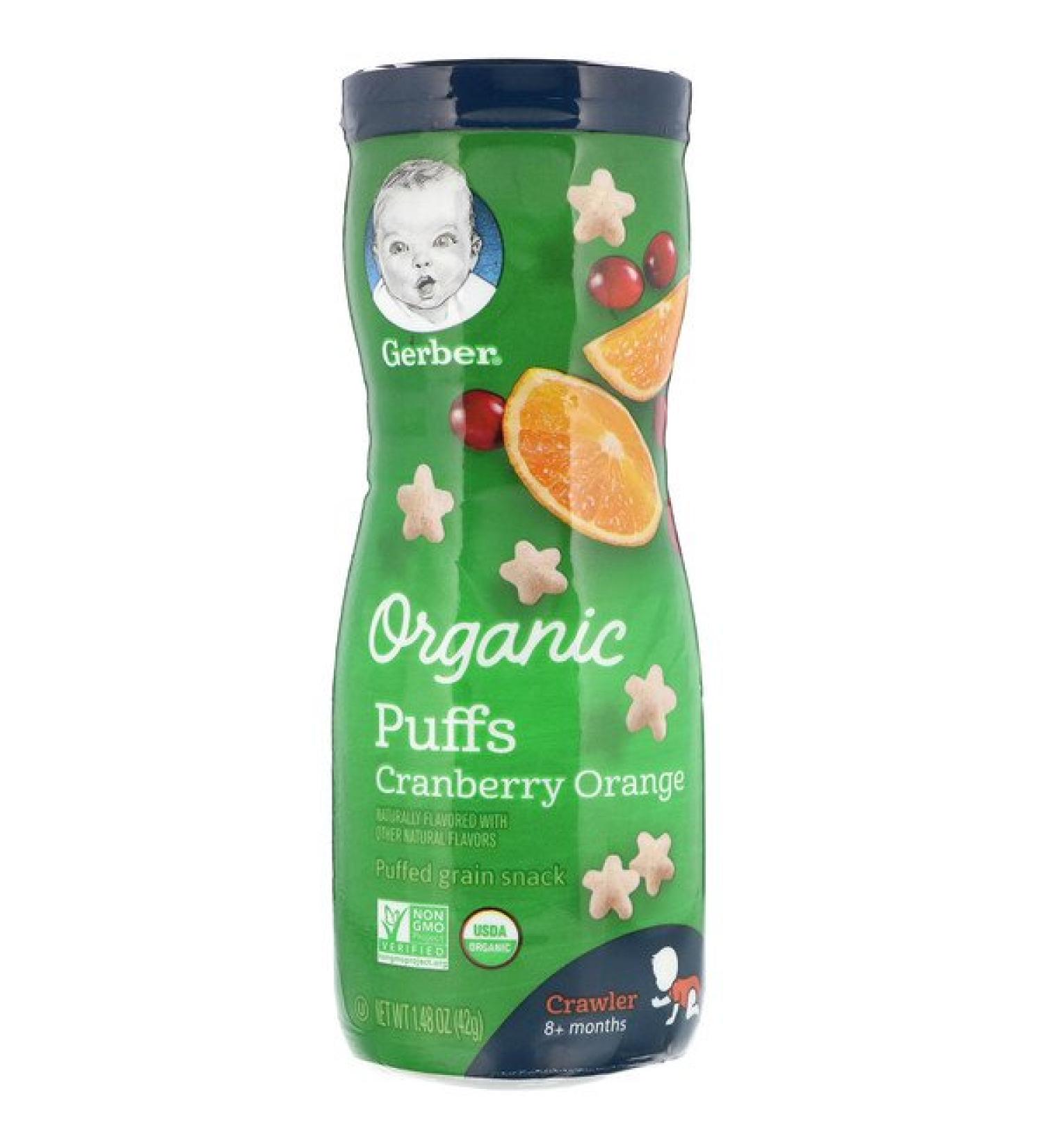 Gerber Organic Puffs 8 + Months Cranberry Orange 1.48 oz (42 g)