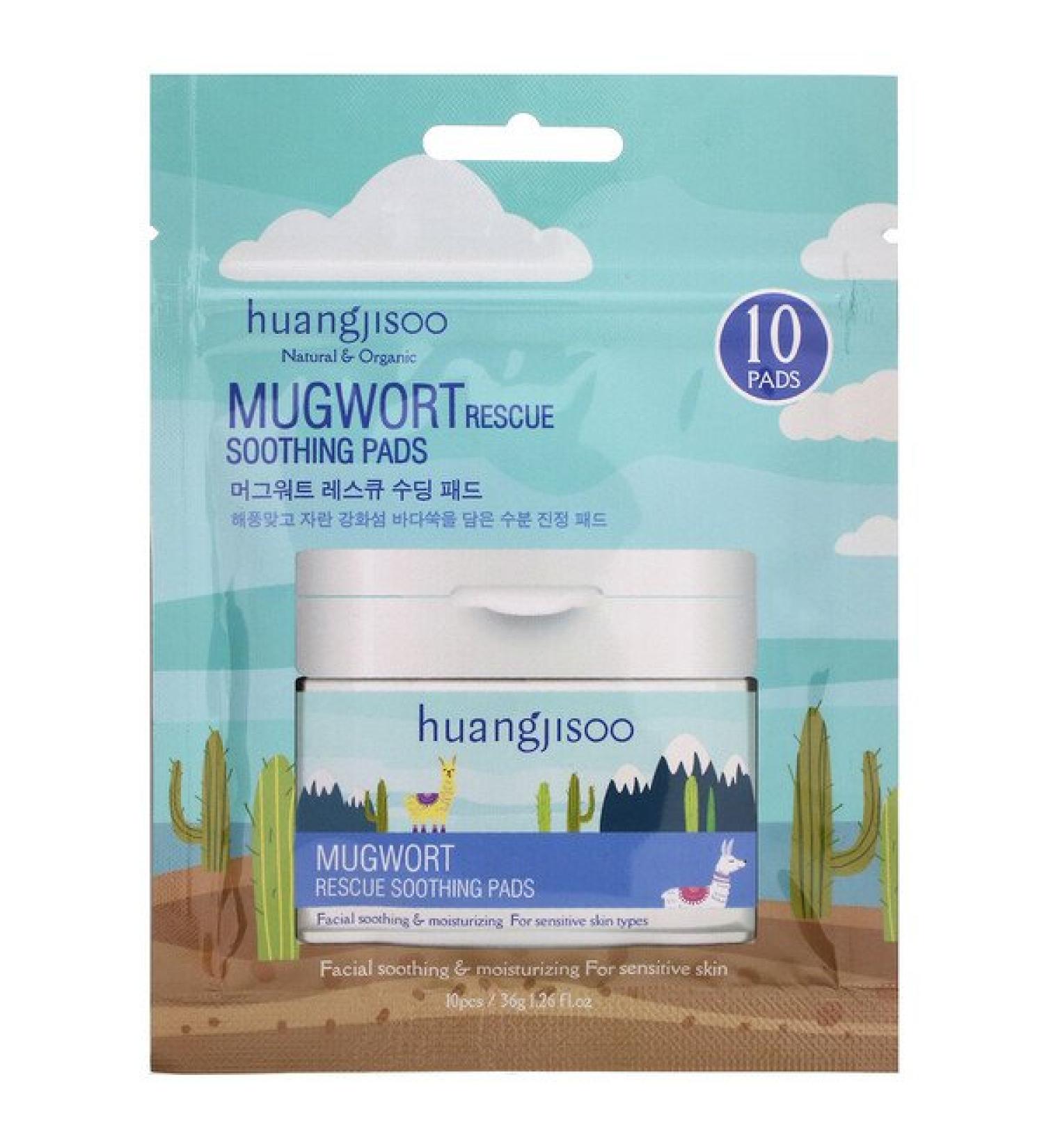 Huangjisoo Mugwort Rescue Soothing Pads 10 Pads 1.26 fl oz (36 g)