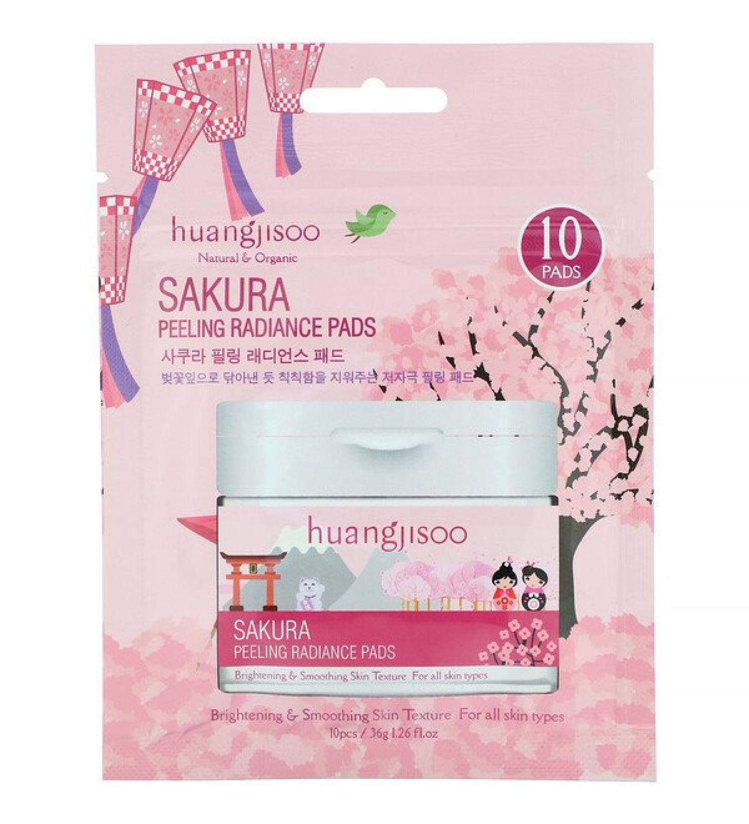 Huangjisoo Sakura Peeling Radiance Pads 10 Pads 1.26 fl oz (36 g)