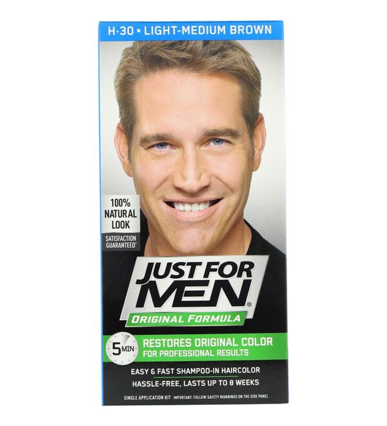 Just for Men Original Formula Men's Hair Color Light-Medium Brown H-30 Single Application Kit