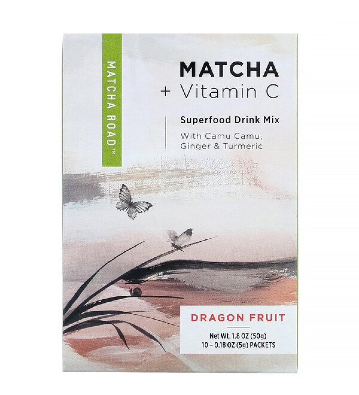 Matcha Road Matcha + Vitamin C  Superfood Drink Mix Dragonfruit 10 Packets 0.18 oz (5 g) Each
