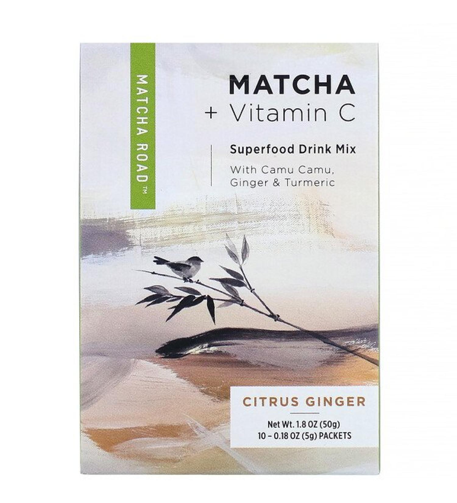 Matcha Road Matcha + Vitamin C Superfood Drink Mix Citrus Ginger 10 Packets 0.18 oz (5 g) Each