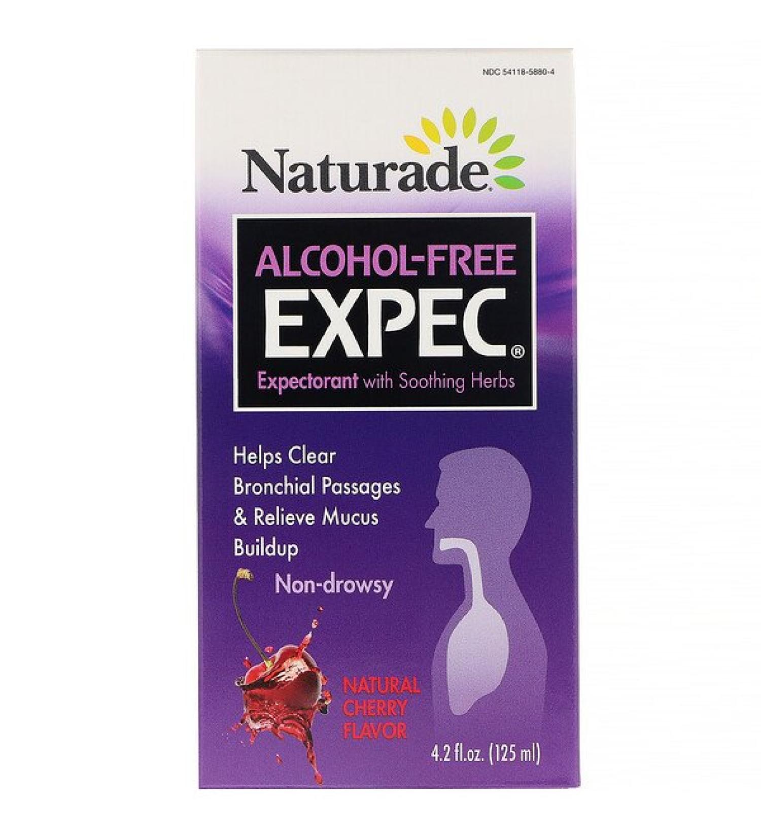 Naturade Alcohol Free EXPEC Herbal Expectorant Natural Cherry Flavor 4.2 fl oz (125 ml)