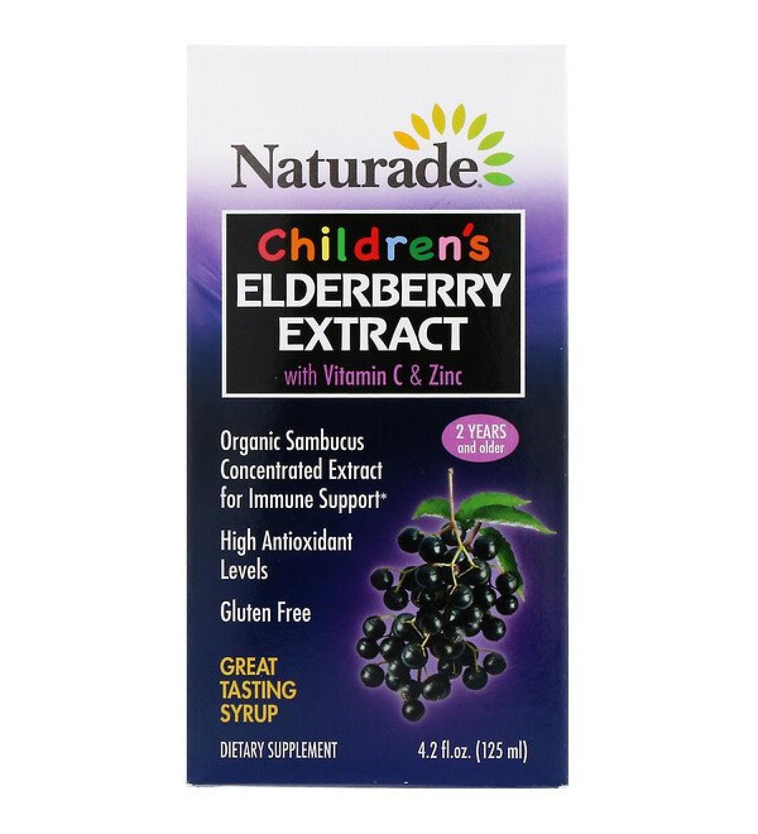 Naturade Children's Elderberry Extract Syrup with Vitamin C & Zinc 2 Years and Older 4.2 fl oz (125 ml)