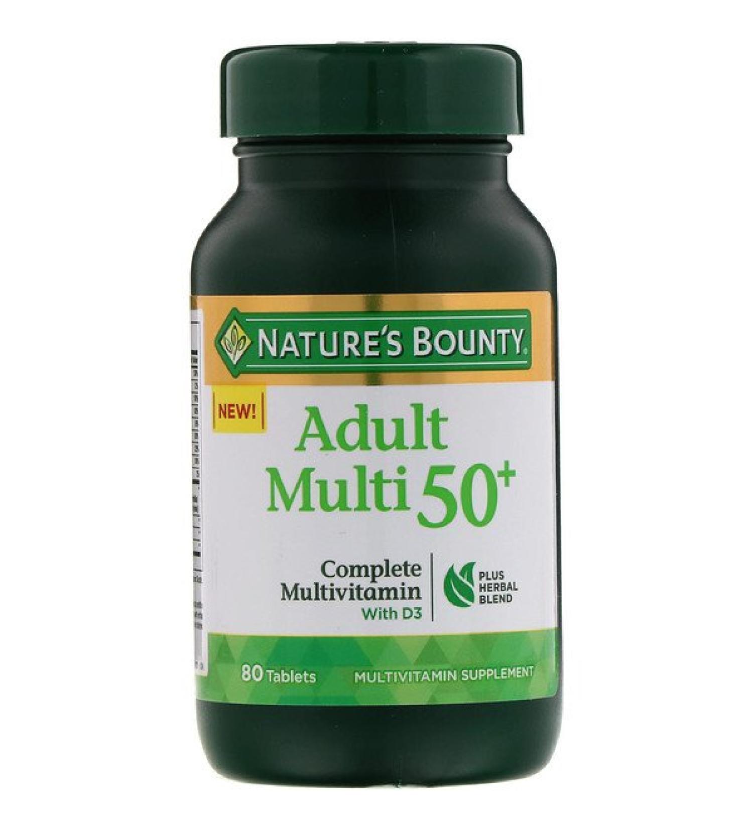 Nature's Bounty Adult Multi 50+ Complete Multivitamin with D3 80 Tablets