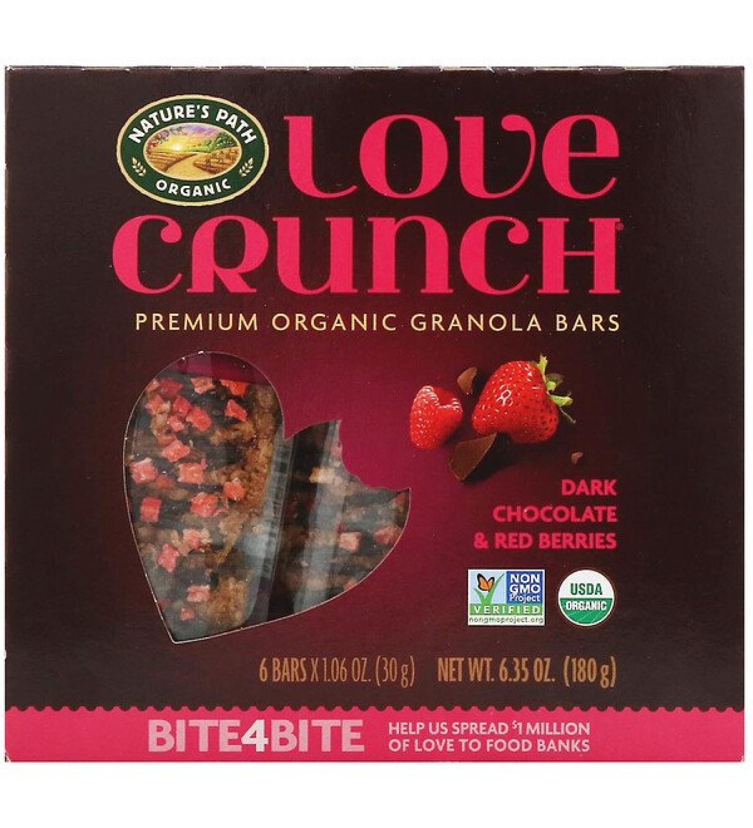 Nature's Path Love Crunch Premium Organic Granola Bars Dark Chocolate & Red Berries 6 Bars 1.06 oz (30 g) Each