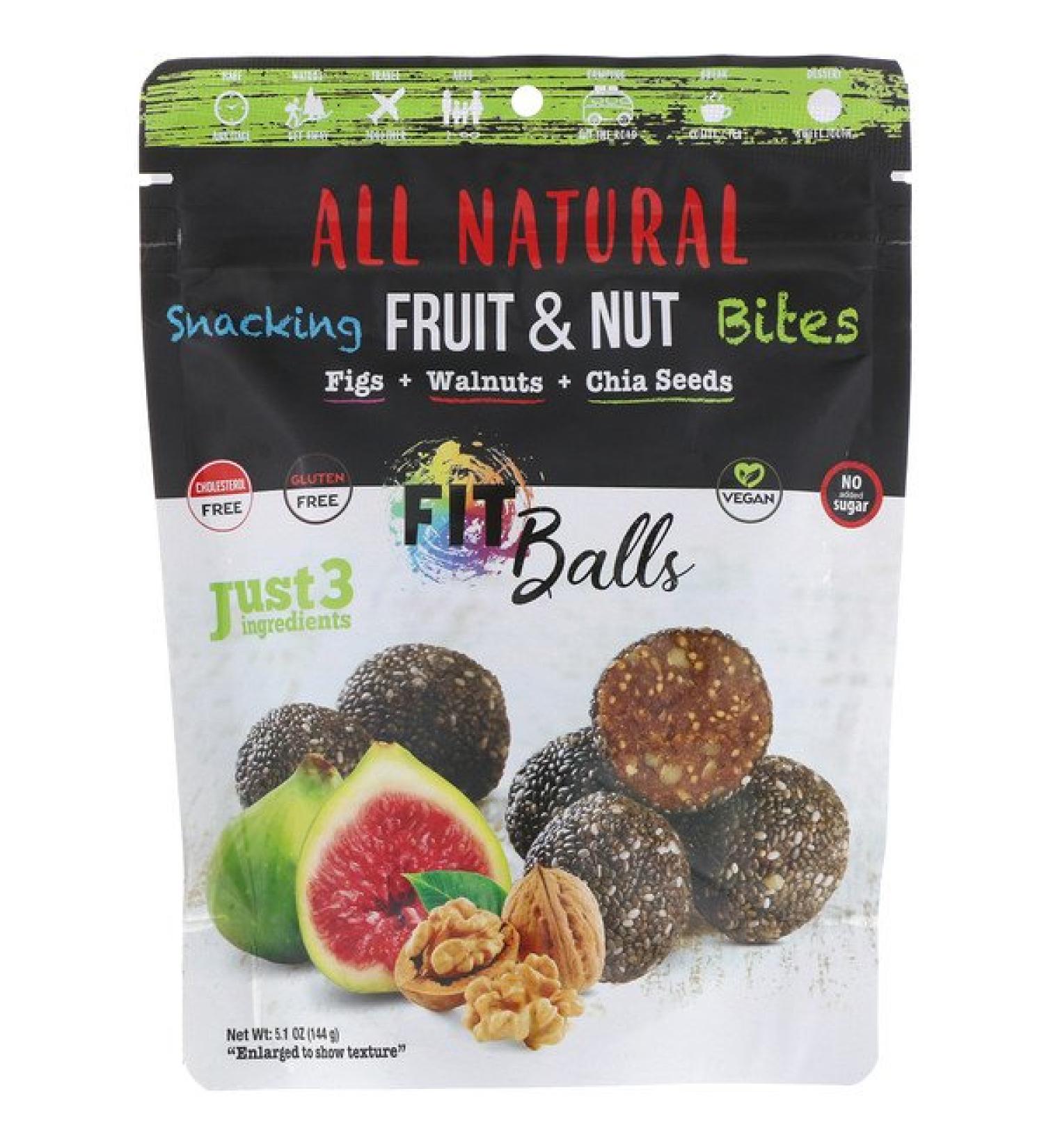 Nature's Wild Organic All Natural Snacking Fruit & Nut Bites Fit Balls Figs + Walnuts + Chia Seeds 5.1 oz (144 g)