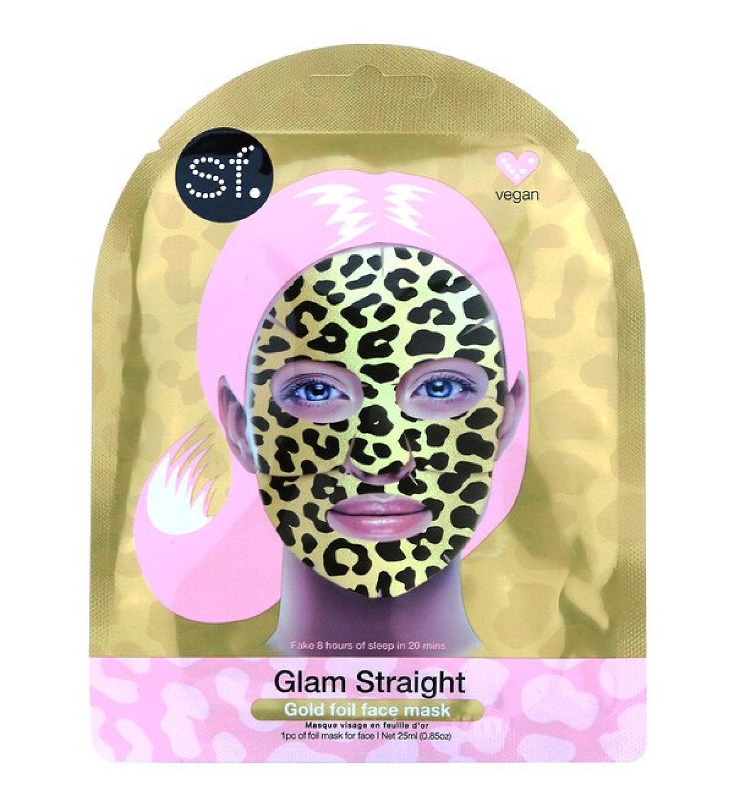SFGlow Glam Straight Gold Foil Beauty Face Mask 1 Sheet 0.85 oz (25 ml)