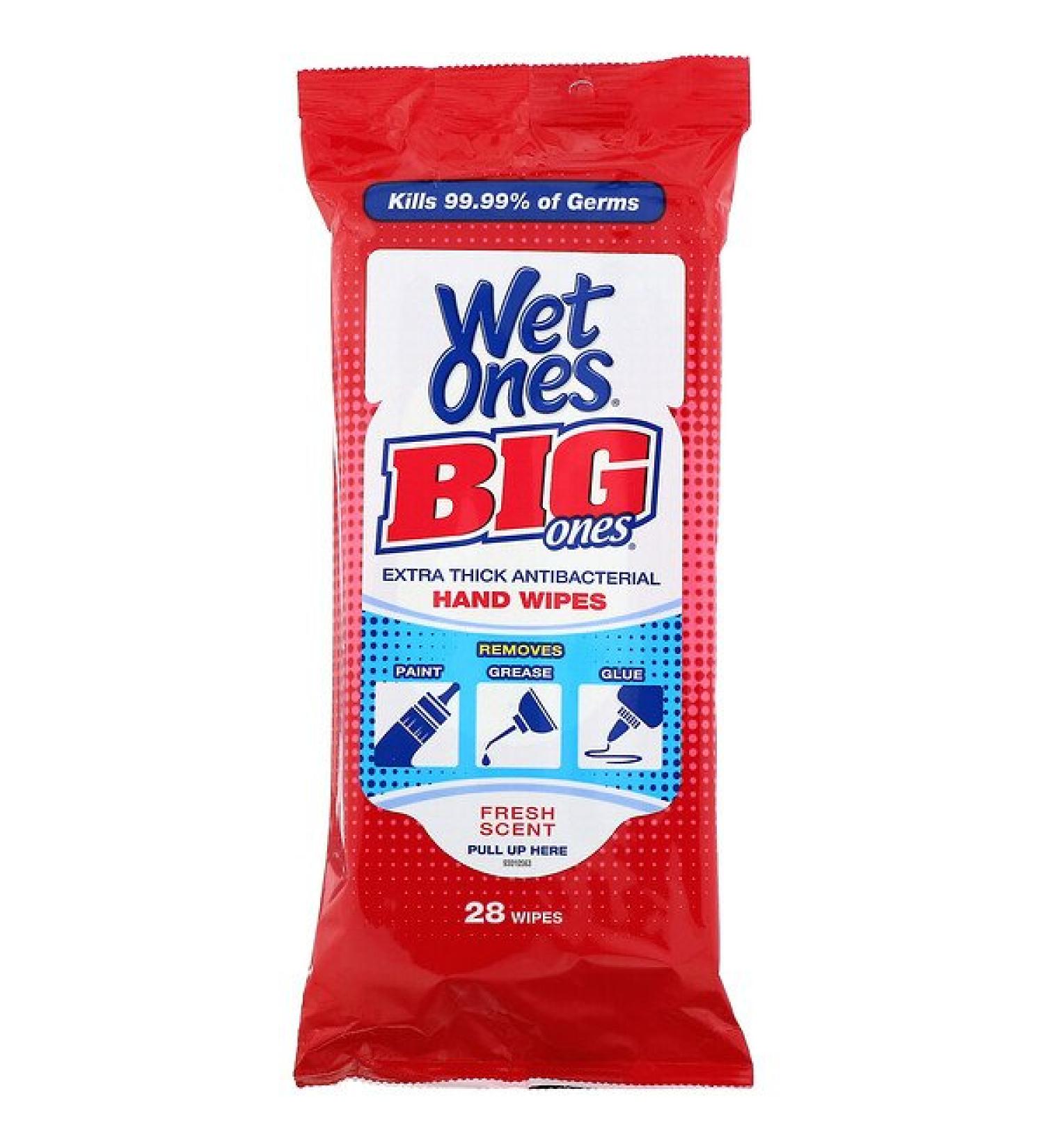 Wet Ones Big Ones Extra Thick Antibacterial Hand Wipes Fresh Scent 28 Wipes