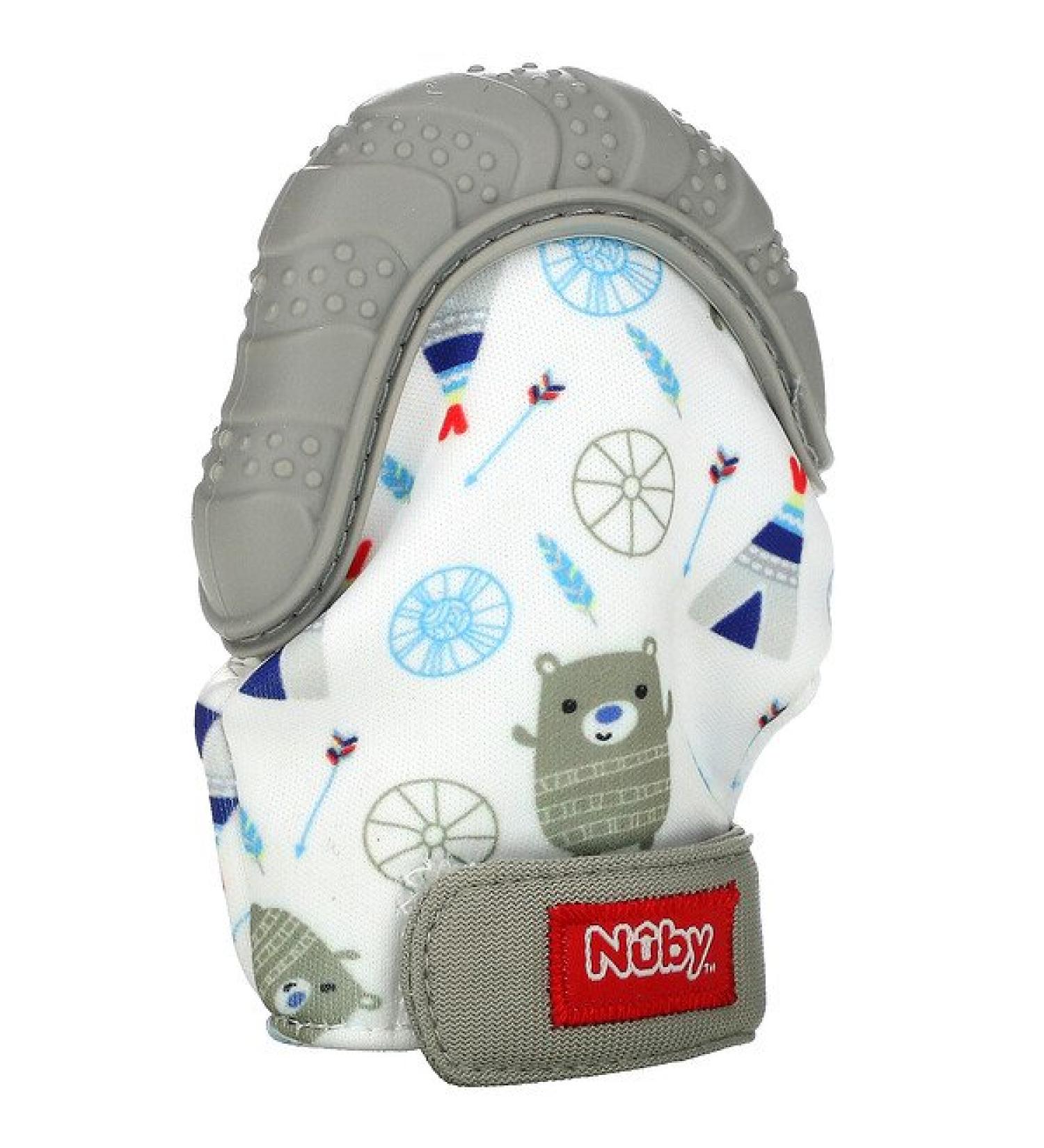 GoSupps.com - Nuby Soothing Teether Happy Hands Teething Mitten 3+ Months Bears 2 Piece Set - Buy Online on SooperMarket.com