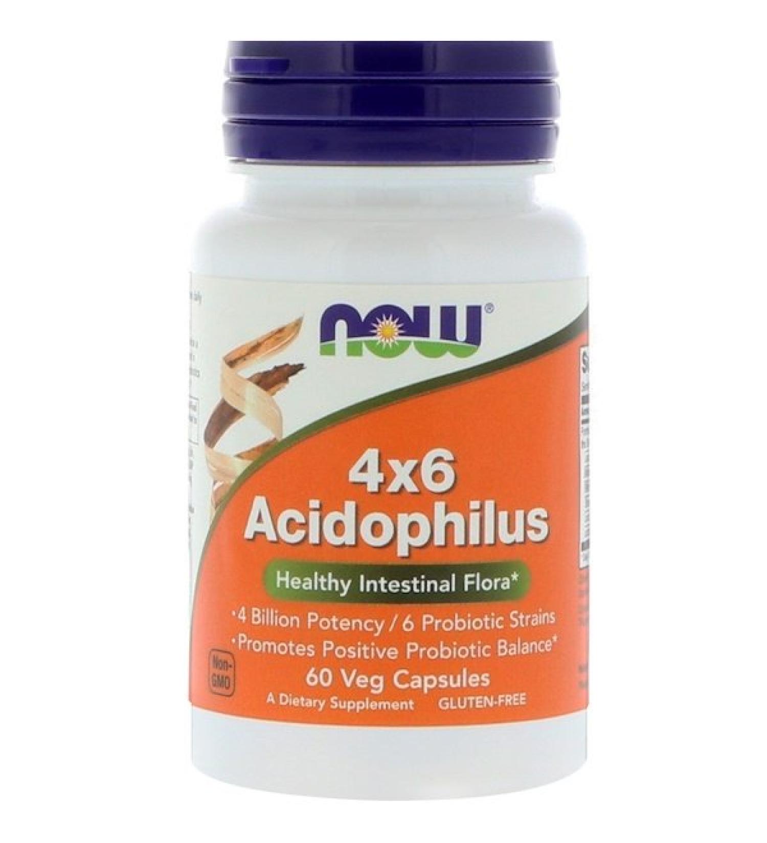 Now Foods 4x6 Acidophilus 60 Veg Capsules