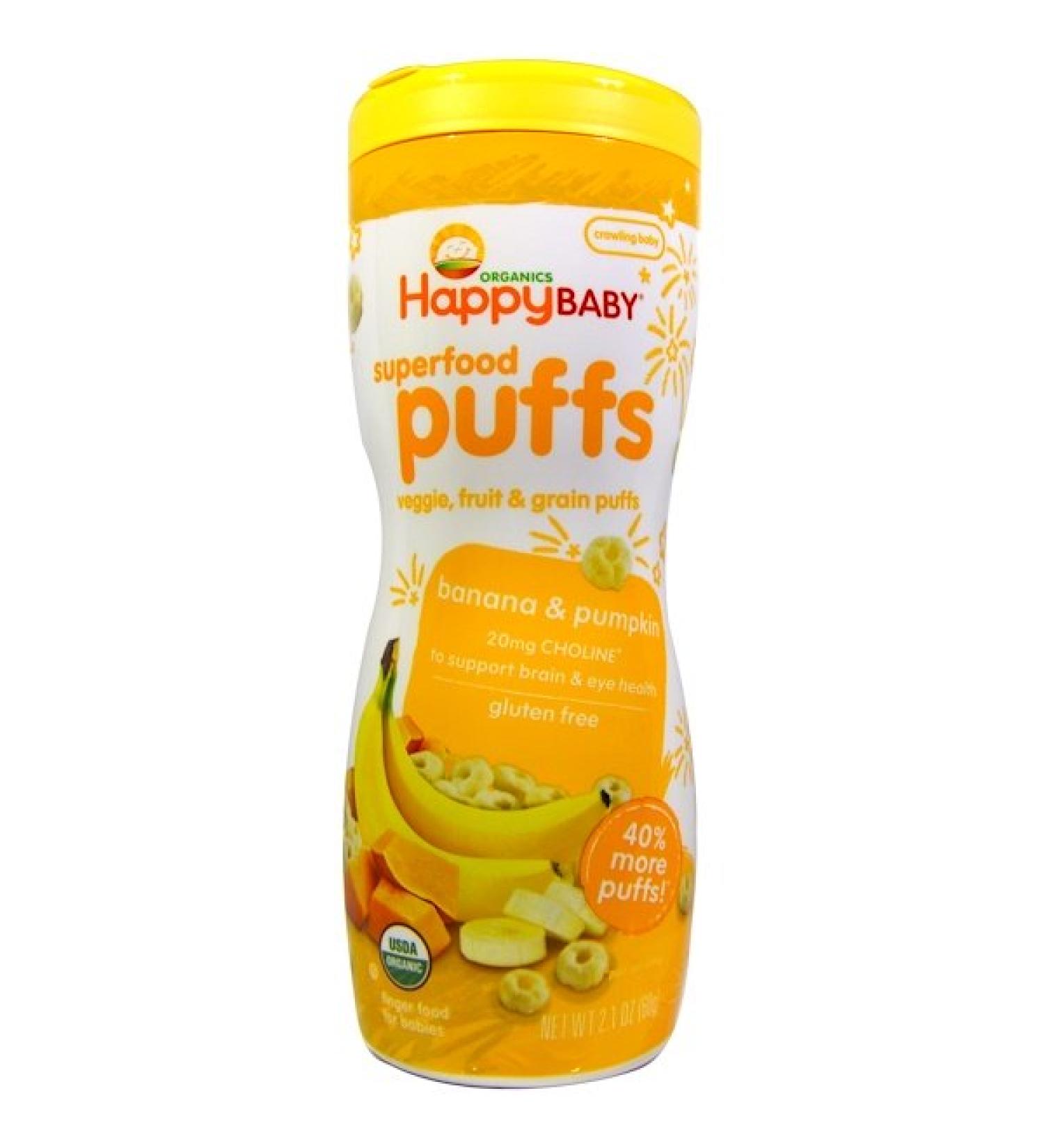 Happy Family Organics Superfood Puffs Veggie Fruit & Grain Banana & Pumpkin 2.1 oz (60 g)