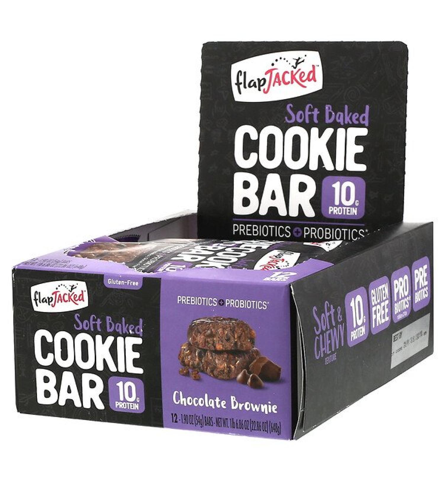 FlapJacked Soft Baked Cookie Bar Chocolate Brownie 12 Bars 1.90 oz (54 g) Each
