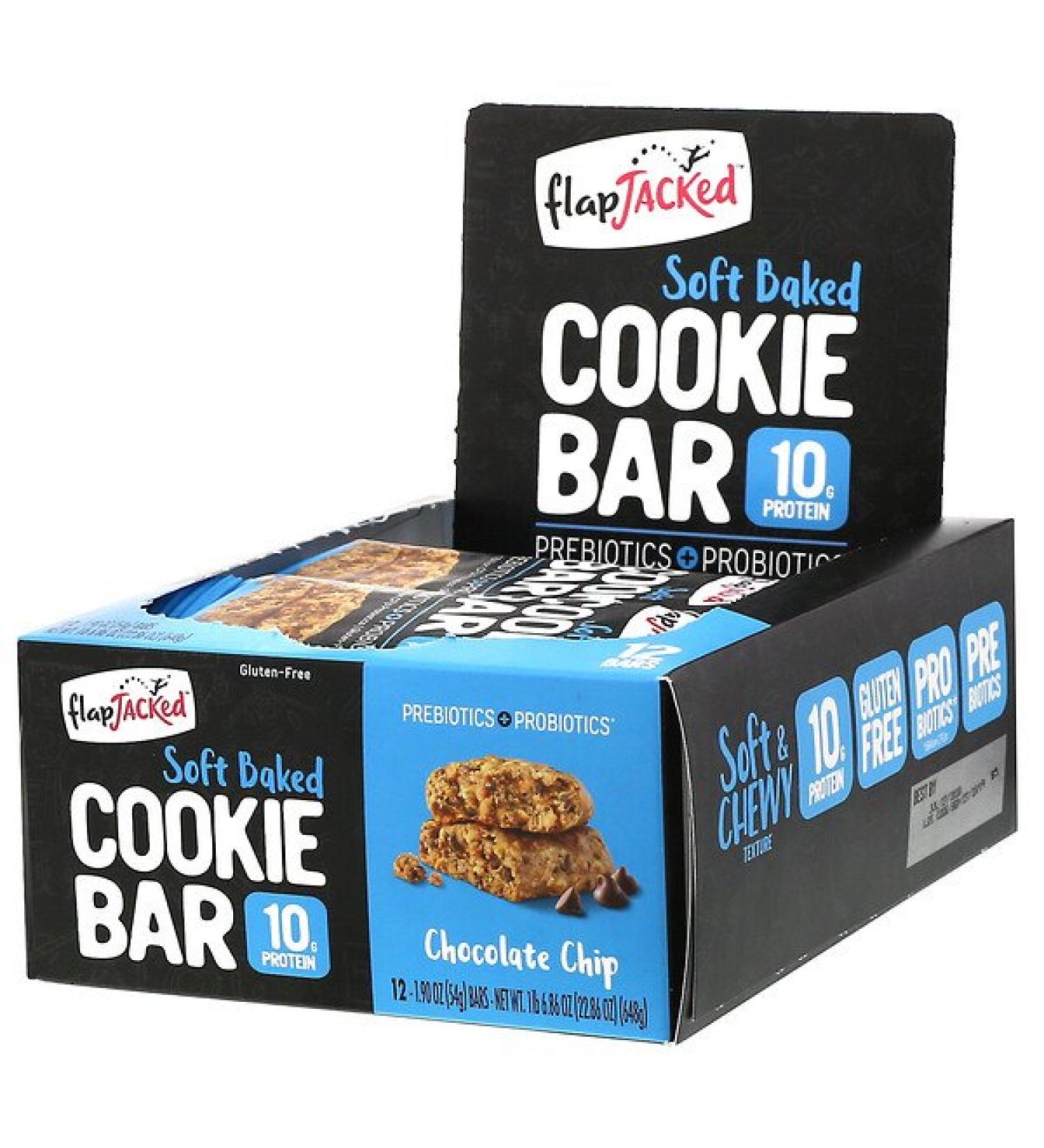 FlapJacked Soft Baked Cookie Bar Chocolate Chip 12 Bars 1.90 oz (54 g) Each