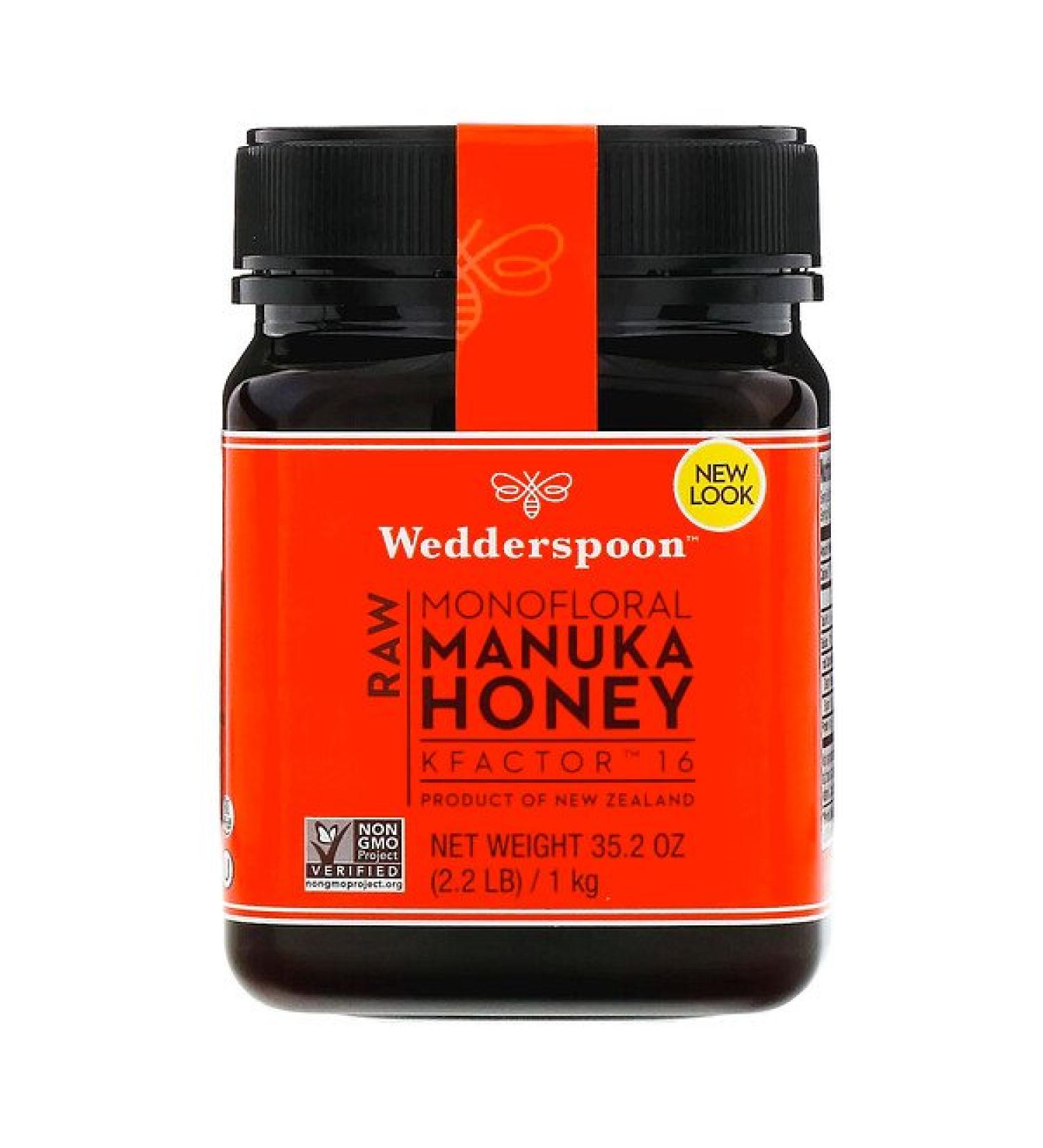 Wedderspoon Raw Monofloral Manuka Honey KFactor 16 2.2 lb (1 kg)
