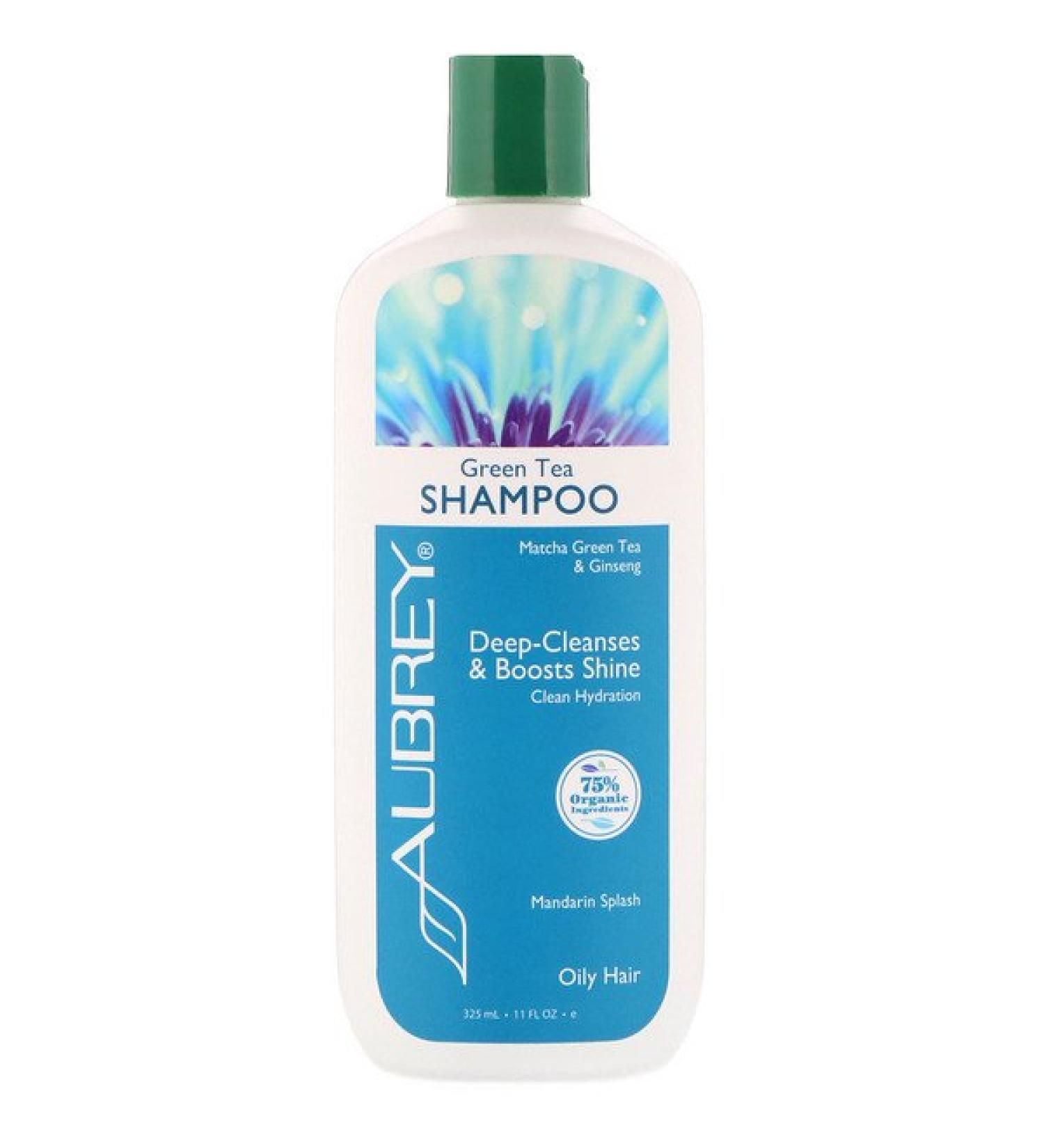Aubrey Organics Green Tea Shampoo Deep-Cleanses & Boosts Shine 11 fl oz (325 ml)