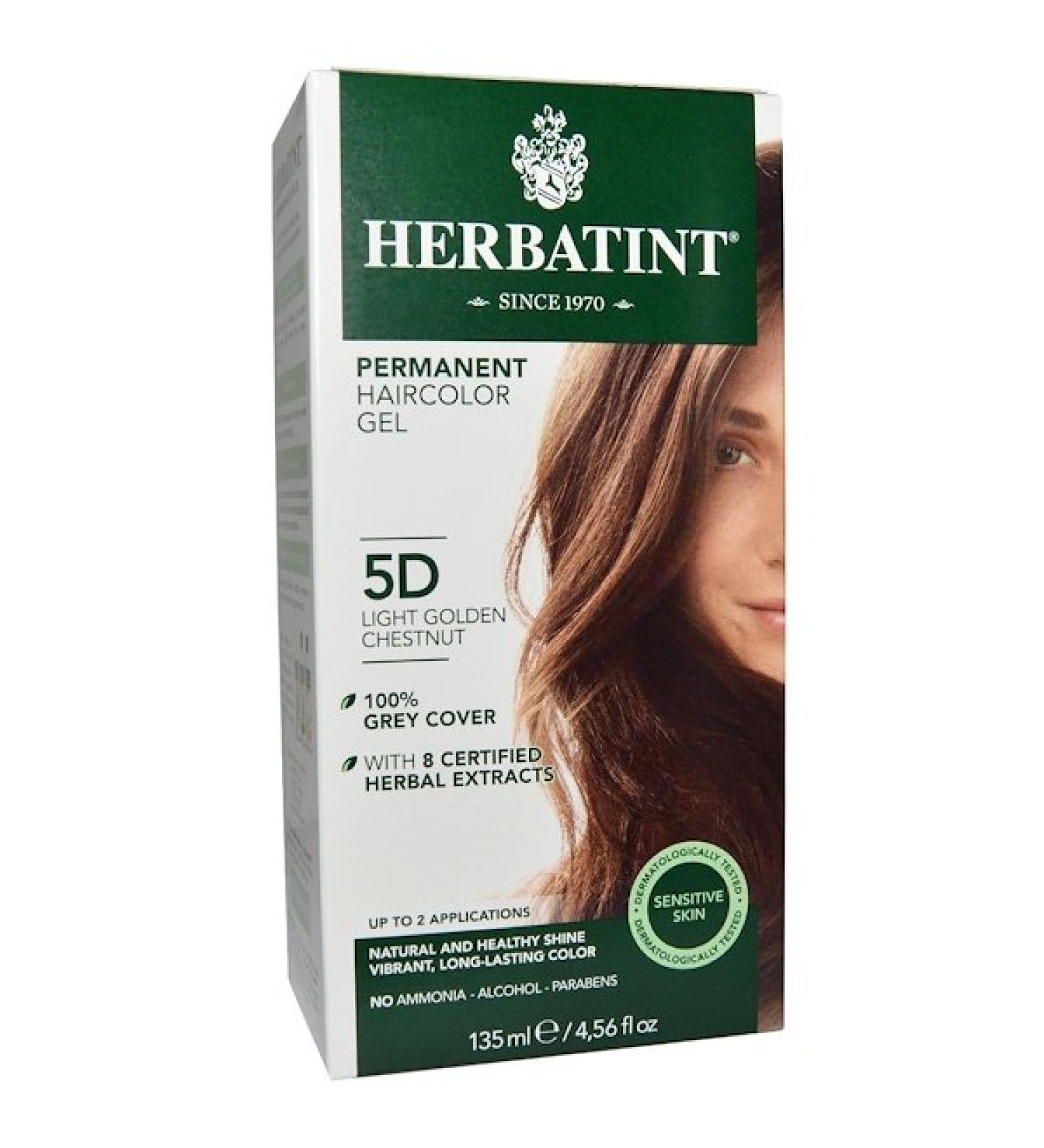 Herbatint Permanent Haircolor Gel 5D Light Golden Chestnut 4.56 fl oz (135 ml)