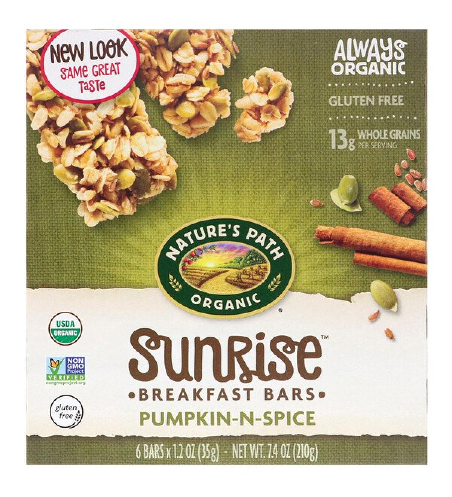 Nature's Path Organic Sunrise Breakfast Bars Pumpkin-N-Spice 6 Bars 1.2 oz (35 g) Each