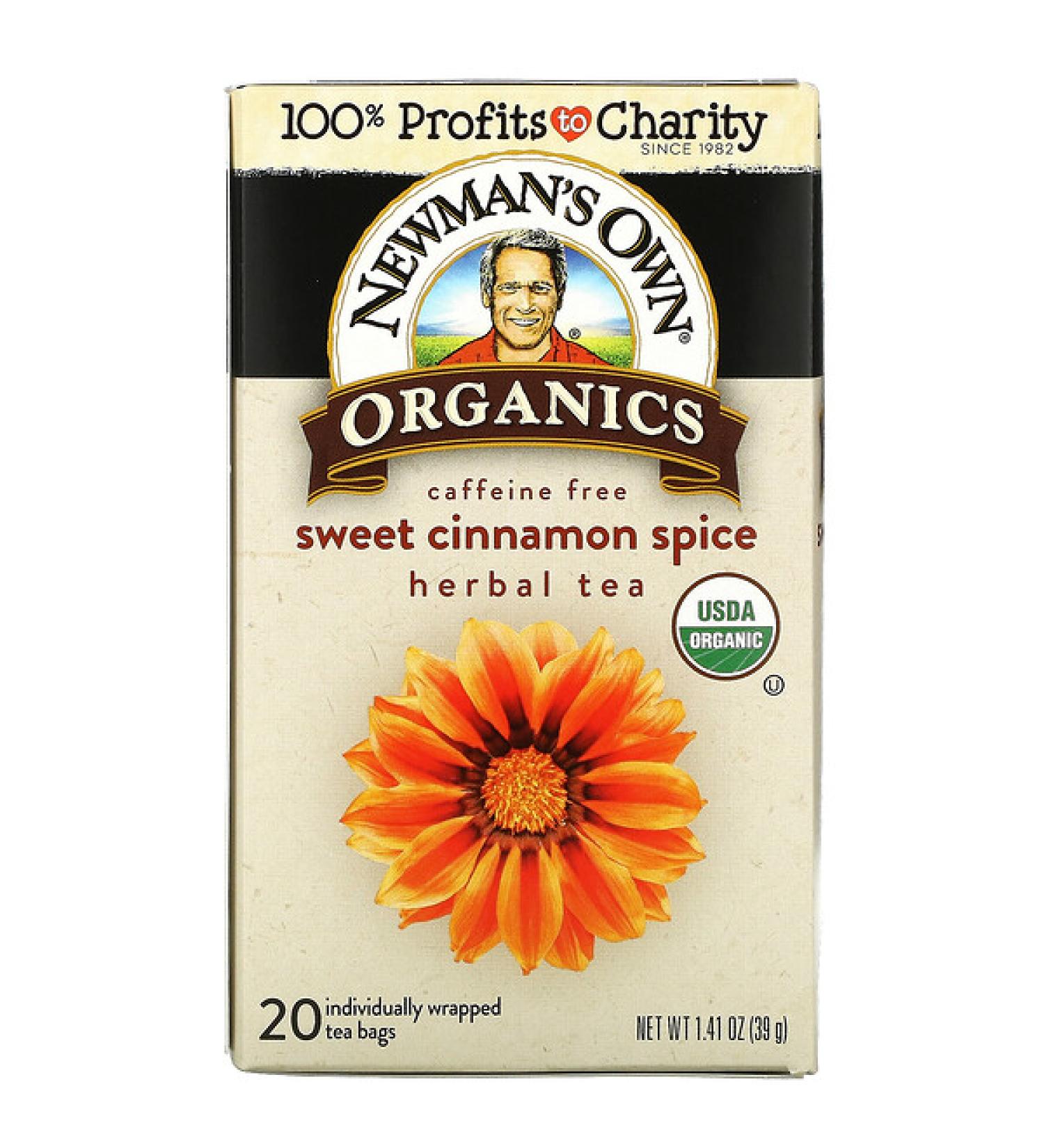 Newman's Own Organics Caffeine Free Herbal Tea - Sweet Cinnamon Spice, 20 Bags (1.41 oz) - Buy Online on SooperMarket.com