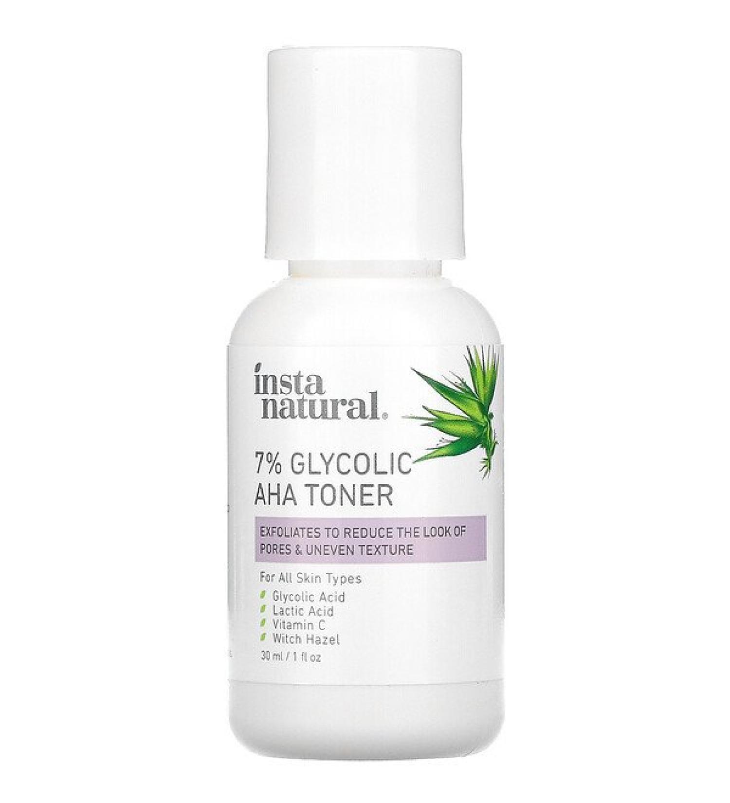 InstaNatural 7% Glycolic AHA Toner - Brightening & Exfoliating Skin Care (1 fl oz) - Buy Online on SooperMarket.com