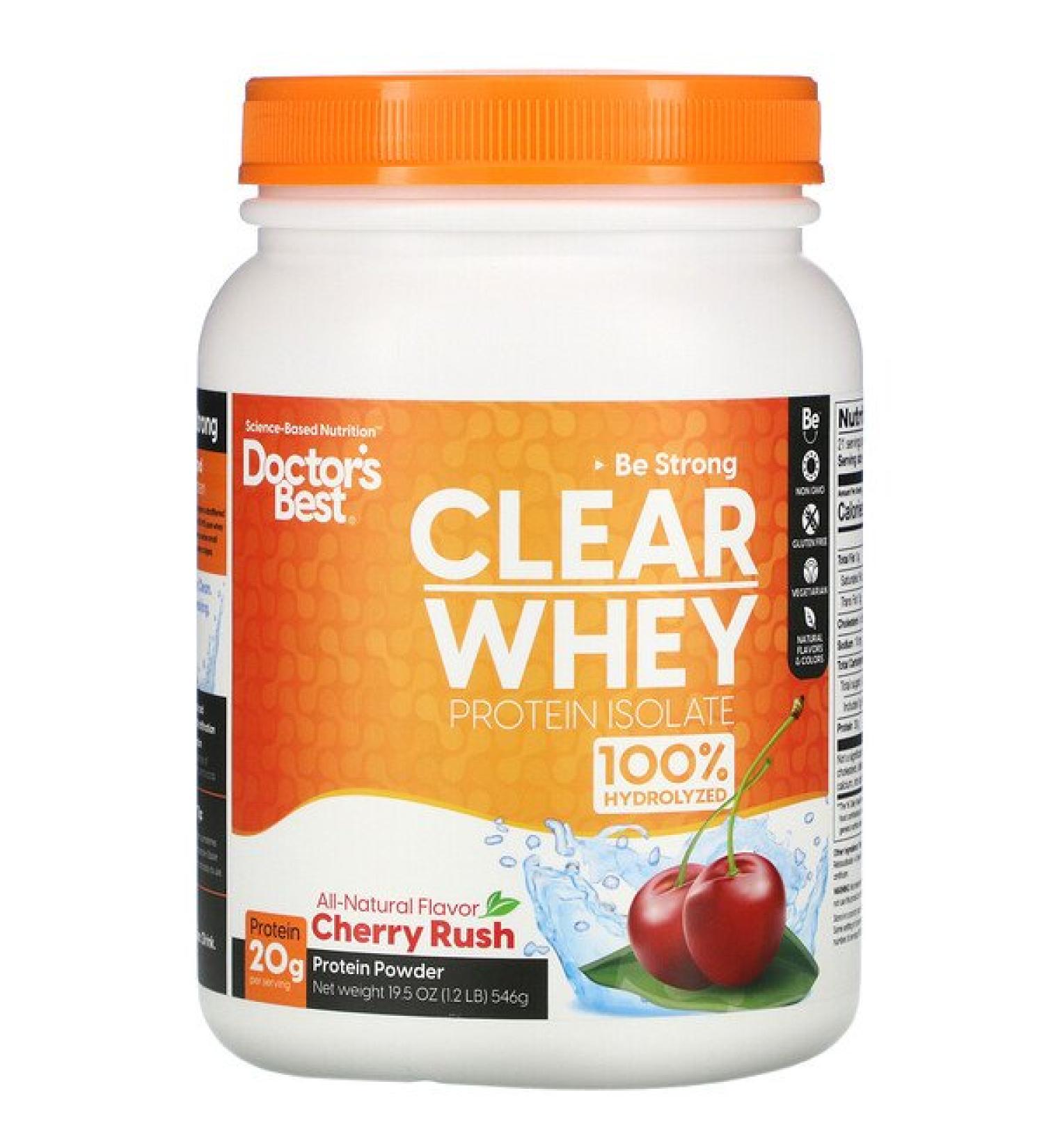 Doctor's Best Clear Whey Protein Isolate Cherry Rush  1.2 lbs (546 g)