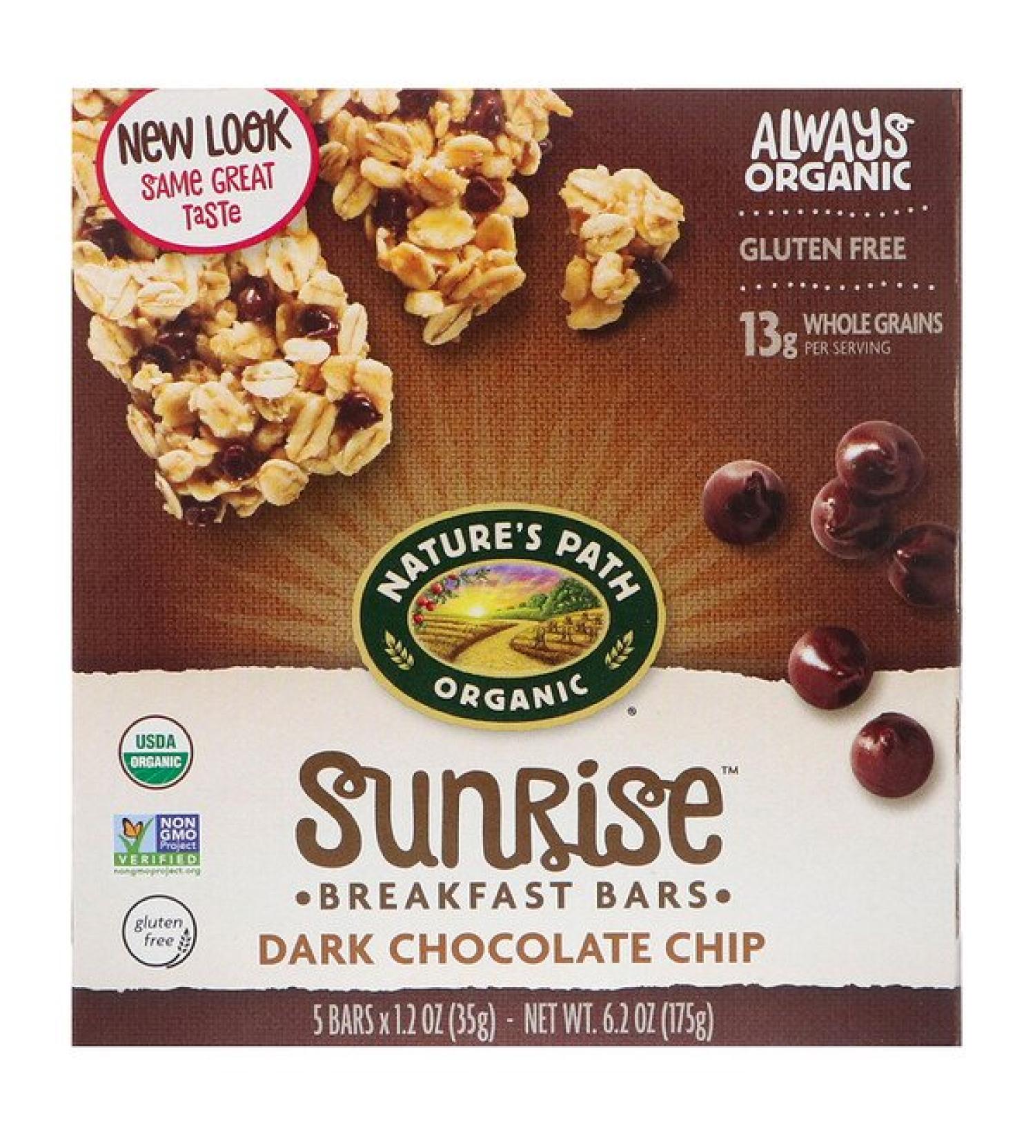 Nature's Path Organic Sunrise Breakfast Bars Dark Chocolate Chip 5 Bars 1.2 oz (35 g)