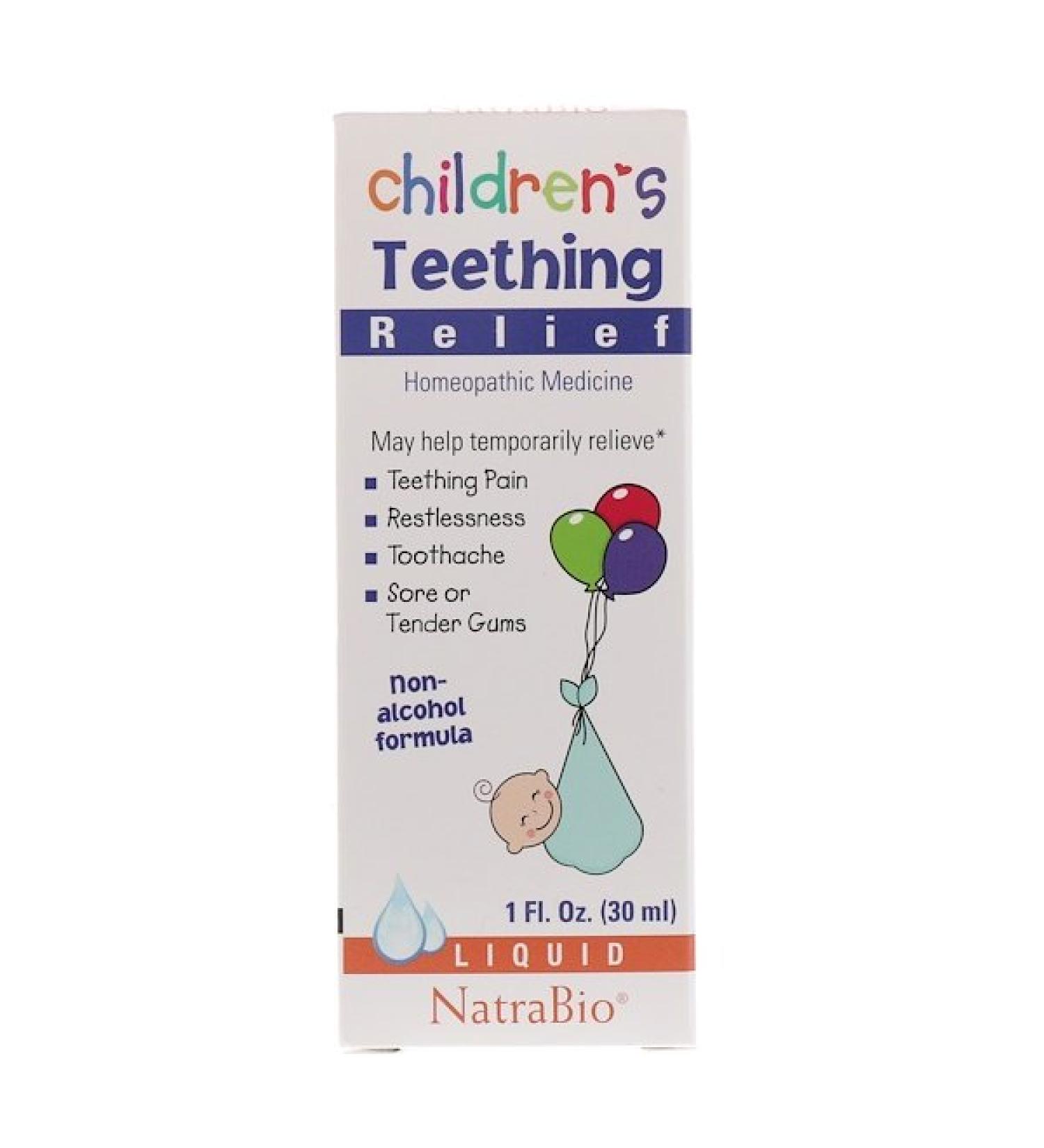 NatraBio Children's Teething Relief Non-Alcohol Formula Liquid 1 fl oz (30 ml)