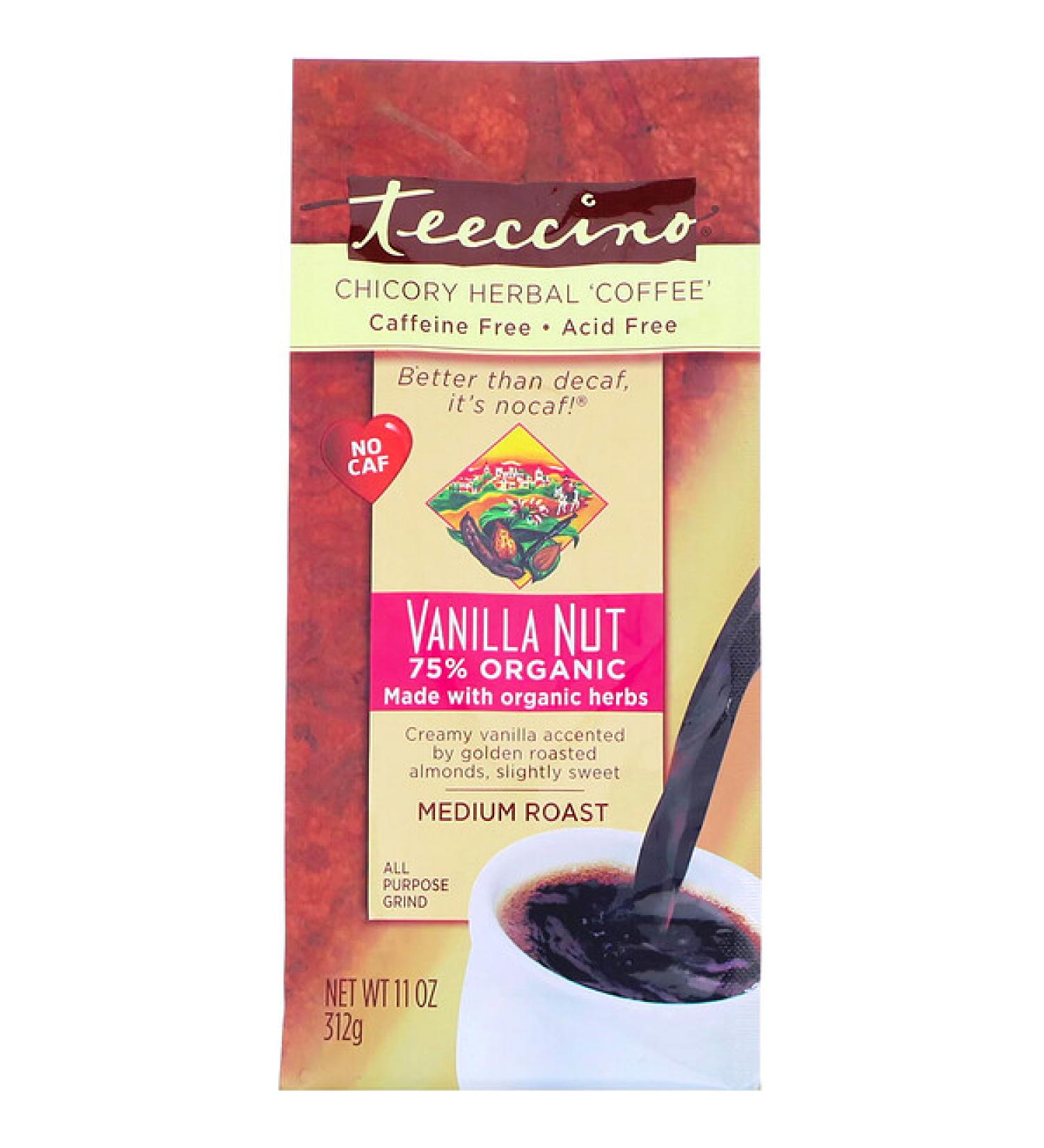 Teeccino Chicory Herbal Coffee Medium Roast Caffeine Free Vanilla Nut 11 oz (312 g)