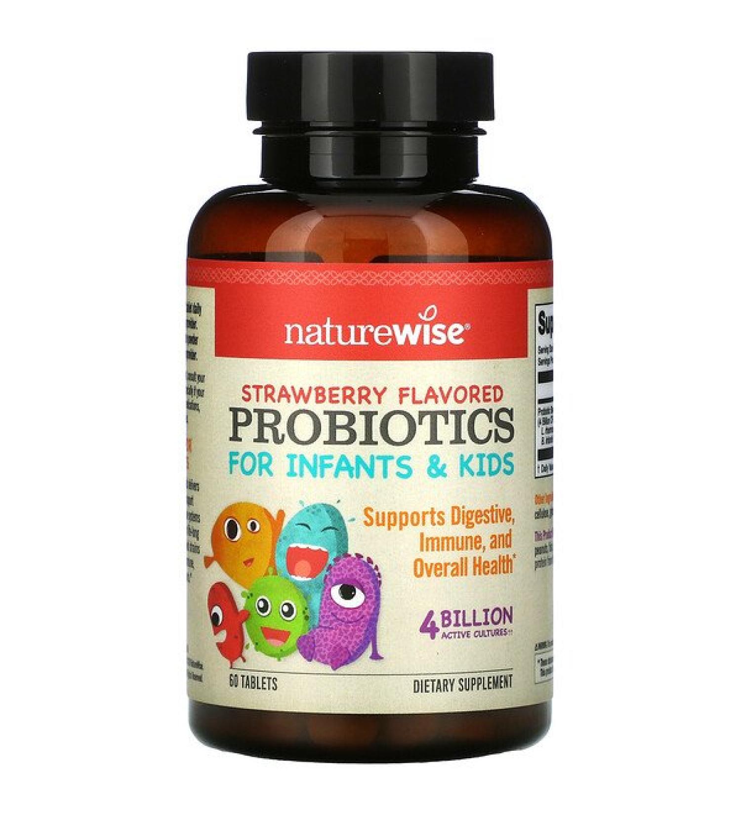 NatureWise Probiotics for Infants & Kids Strawberry 60 Tablets