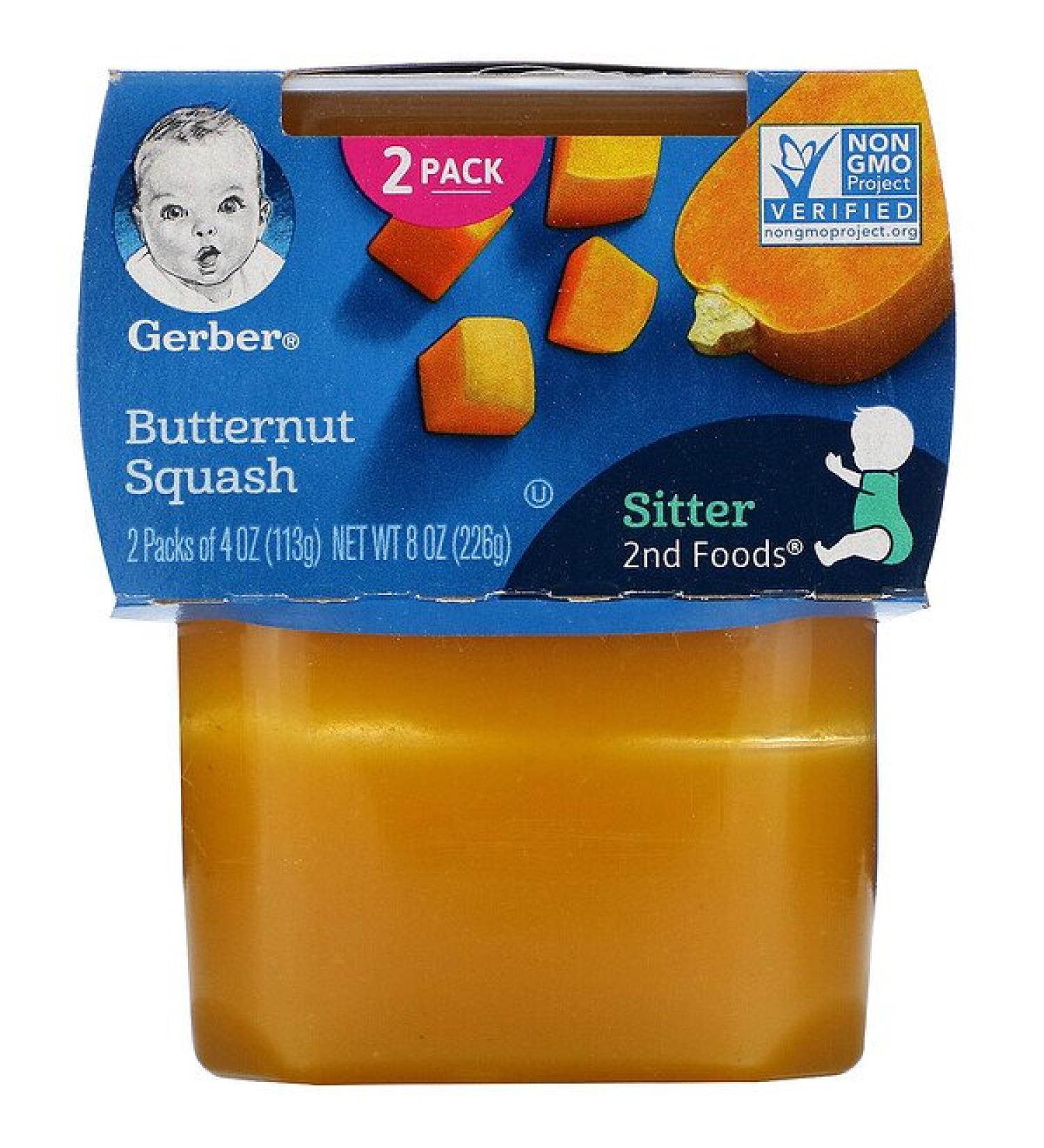 Gerber Butternut Squash 2 Packs 4 oz (113 g) Each