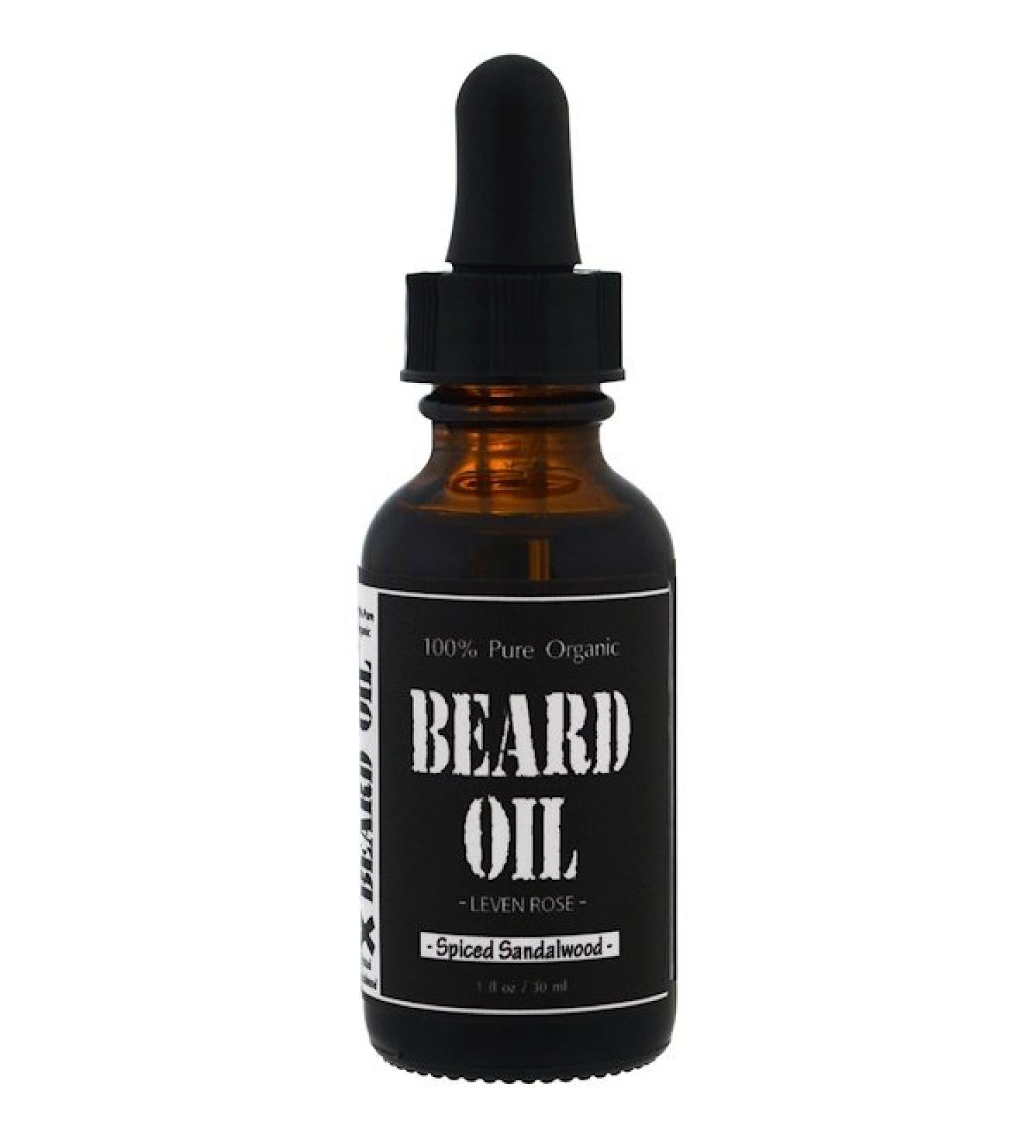 Leven Rose 100% Pure Organic Beard Oil Spiced Sandalwood 1 fl oz (30 ml)