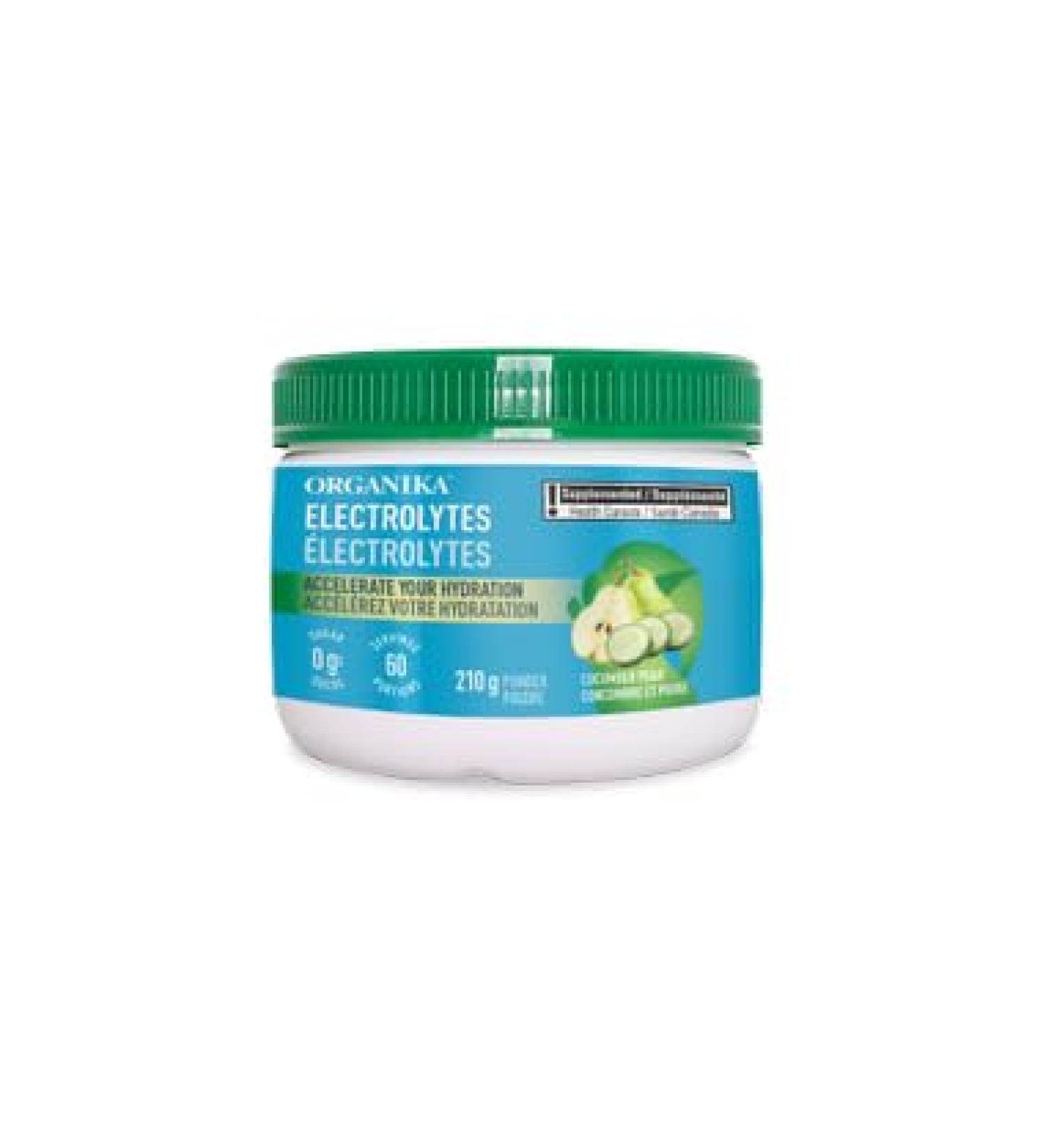 Organika Electrolytes Powder - Cucumber Pear - Sugar-Free Hydration and Electrolyte Replenishment with Prebiotics and Vitamin C - 210g - 60 servings Cucumber Pear 210g