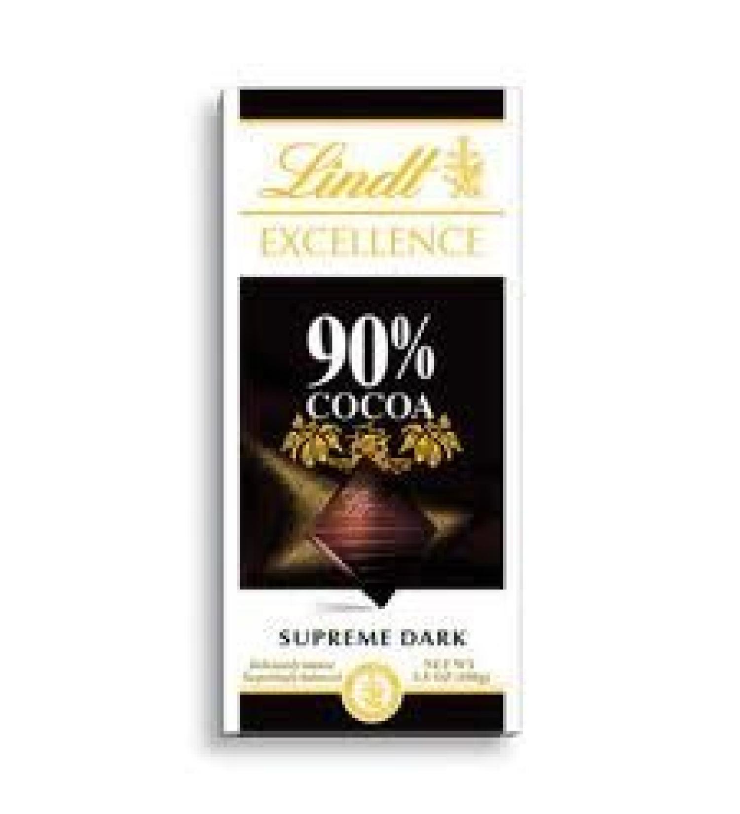 Lindt Excellence Bar (Dark Chocolate 90% Cocoa) - Pack of 4 by Lindt