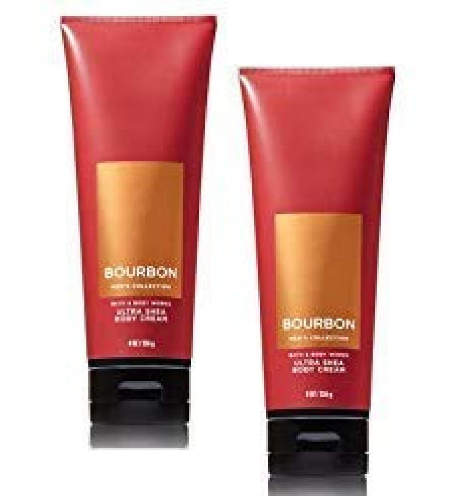 Bath and Body Works 2 Pack Men's Collection Ultra Shea Body Cream BOURBON. 8 Oz