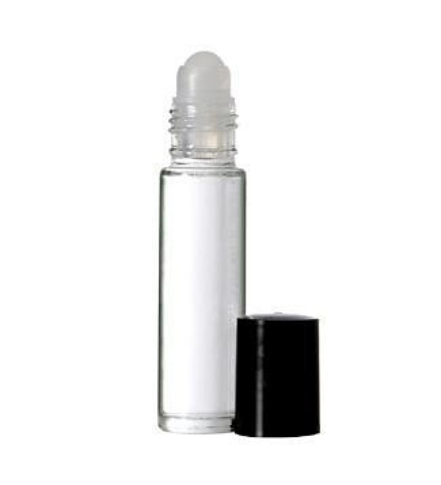 Roll-On Refillable Glass Perfume Bottle Purse or Travel Size Clear w/ Black Cap
