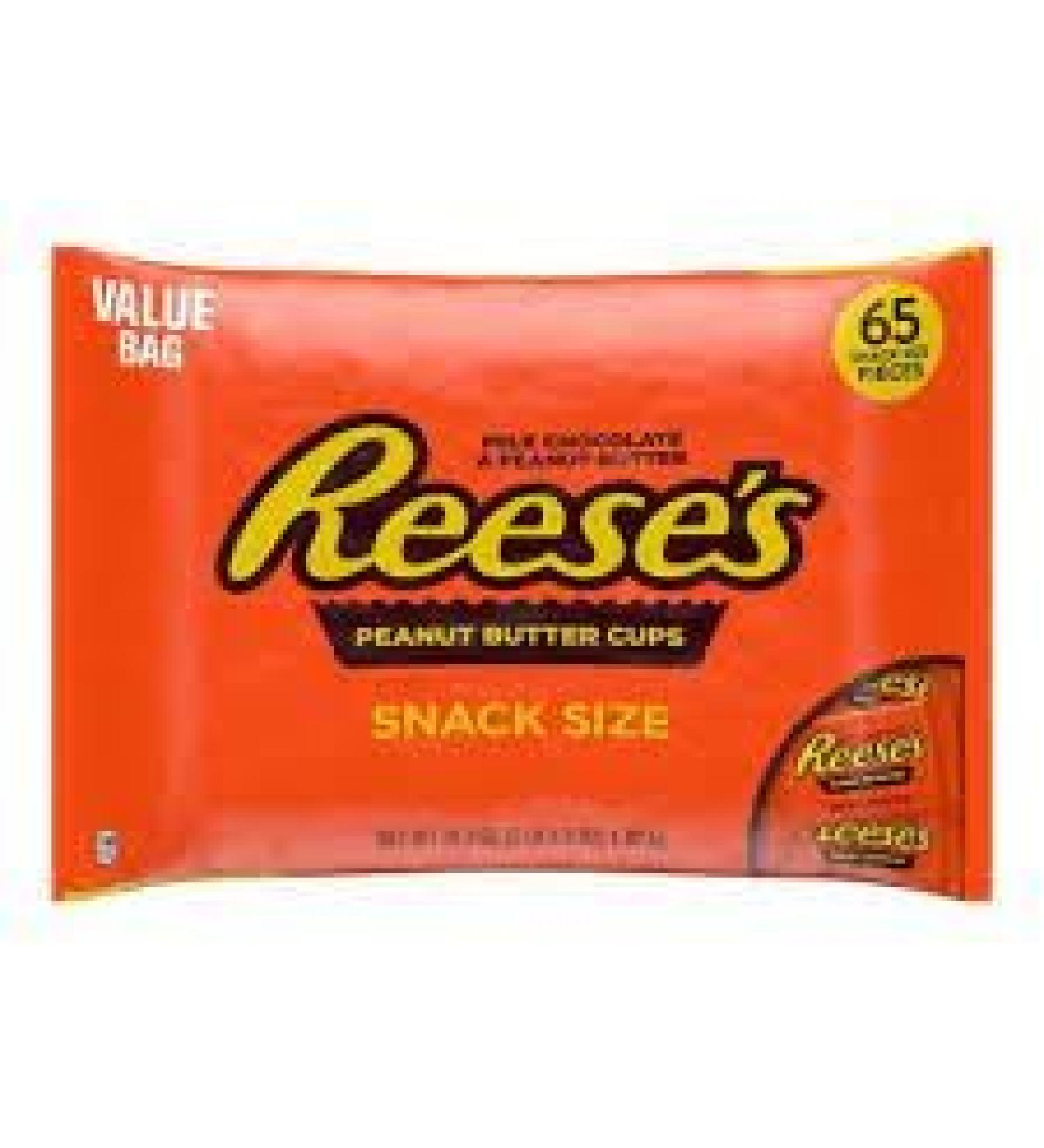 REESE'S Milk Chocolate Peanut Butter Snack Size Cups Candy Value Bag (36.3 oz. 65 ct.)
