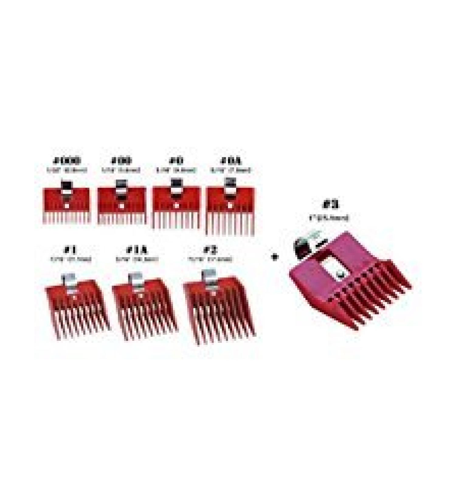 8pc Speed O Guide Universal Clipper Comb Attachments 8 Diff Size Set (No. 000, No. 00 No. 0, No. 0a, No. 1, No. 1a, No. 2, No. 3)