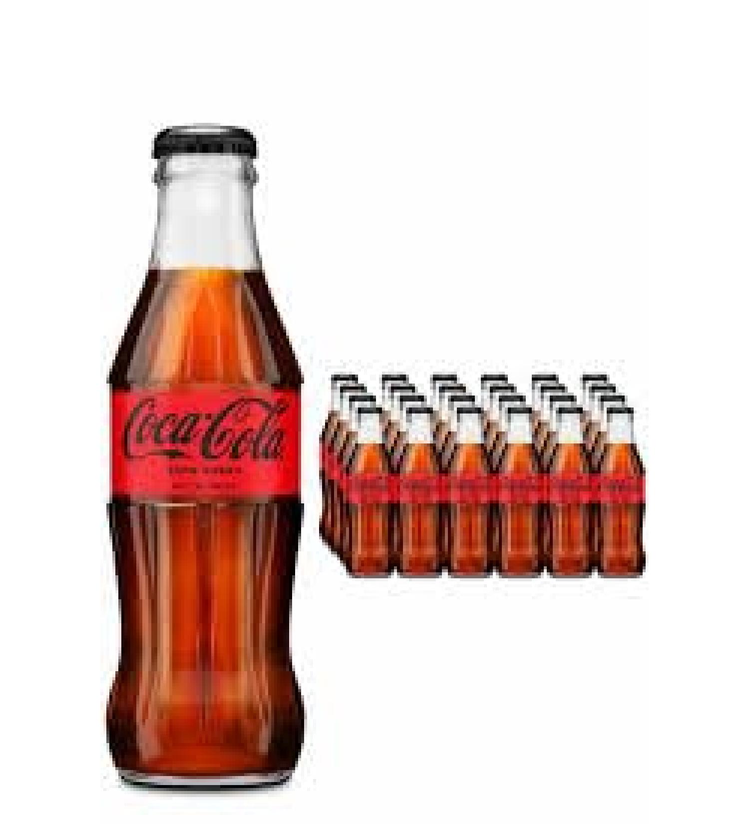 Coke Zero Glass Bottle No Sugar 24 Pack (200ml Bottles) Cola 200ml Bottles