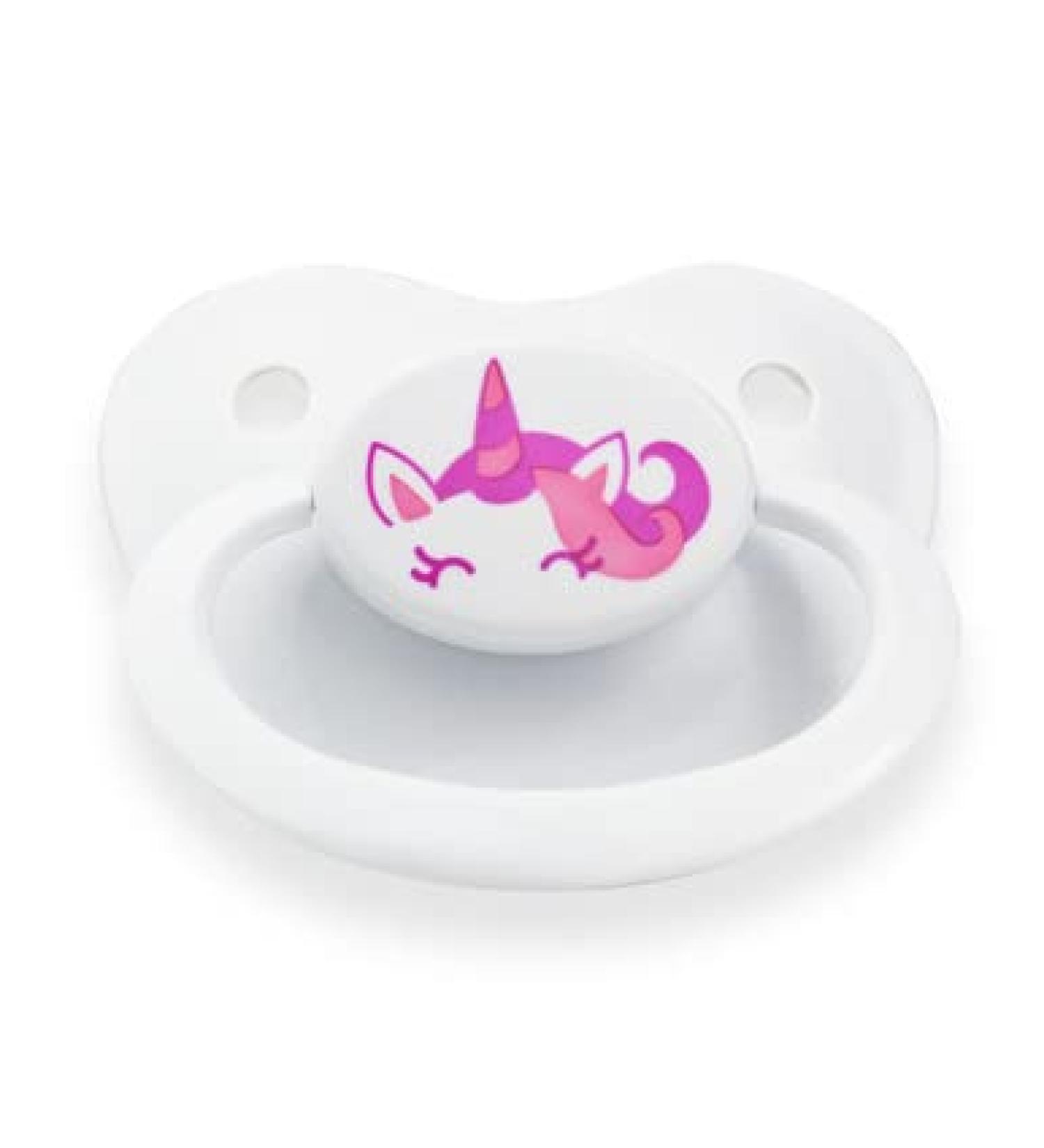 Pacifier Addict - Fixx - JUMBO Adult Orthodontic Therapeutic Sleep Aid - XXL Silicone Pacifier - Size 10 (White) Unicorn