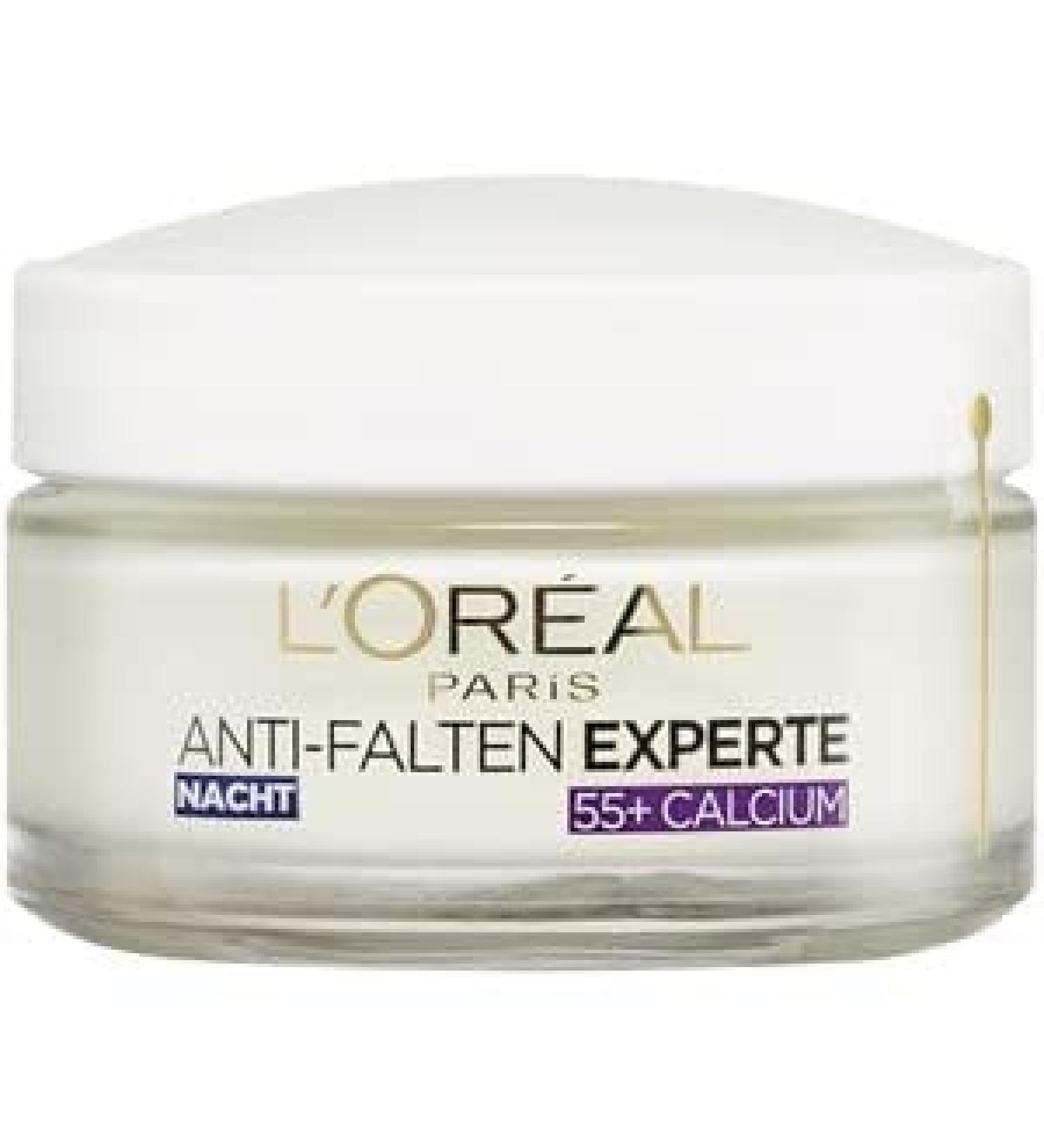 L'Or al Paris Night care for the face moisturizing anti-aging night cream with calcium for reducing wrinkles anti-wrinkle expert 55+ 1 x 50 ml 50 ml (1 Pack)