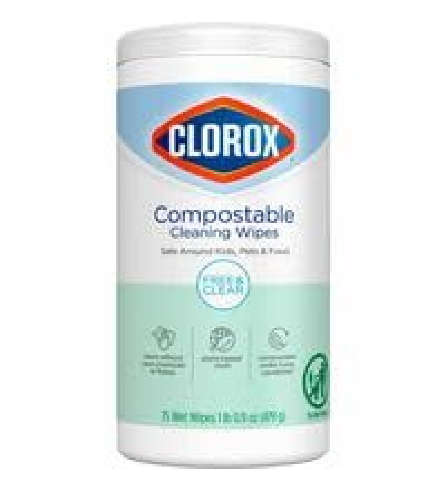 Clorox 32486 Free & Clear Cleaning Wipe Compostable 75-Ct. - Quantity 6