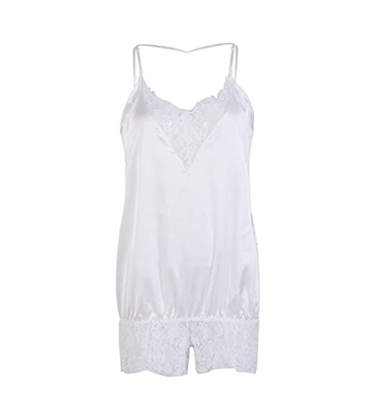 Lace Satin Halter Bodysuit - Sexy Backless Mesh Teddy Babydoll | White XX-Large - Buy Online on SooperMarket.com