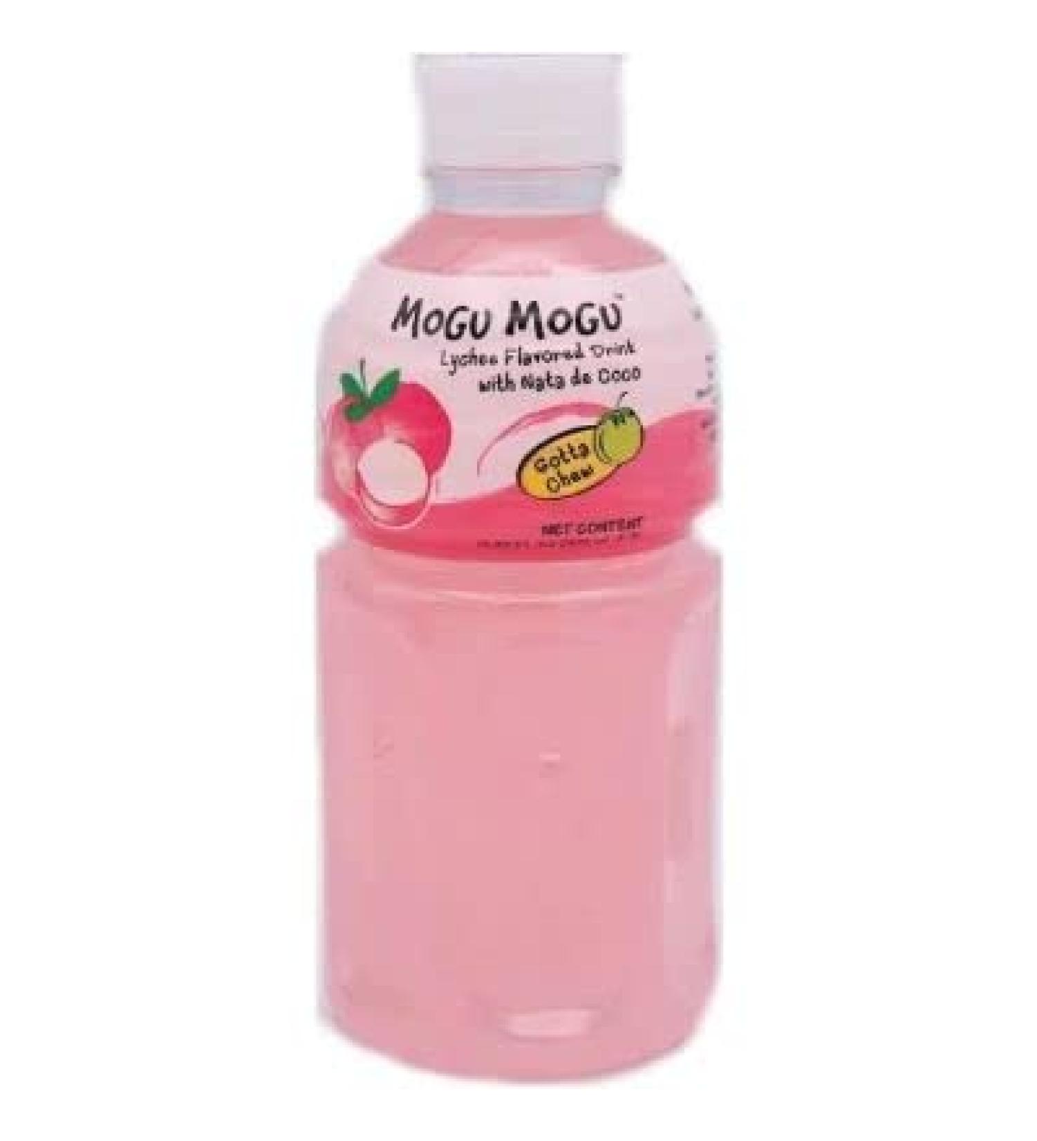 Mogu Mogu Lychee Flavoured Drink with NATA de Coco (Gotta Chew) | On the Go Drink | Jelly Texture | Refreshing Taste | No Added Preservatives and Colours | 320ml x 6 Bottles - Buy Online on SooperMarket.com