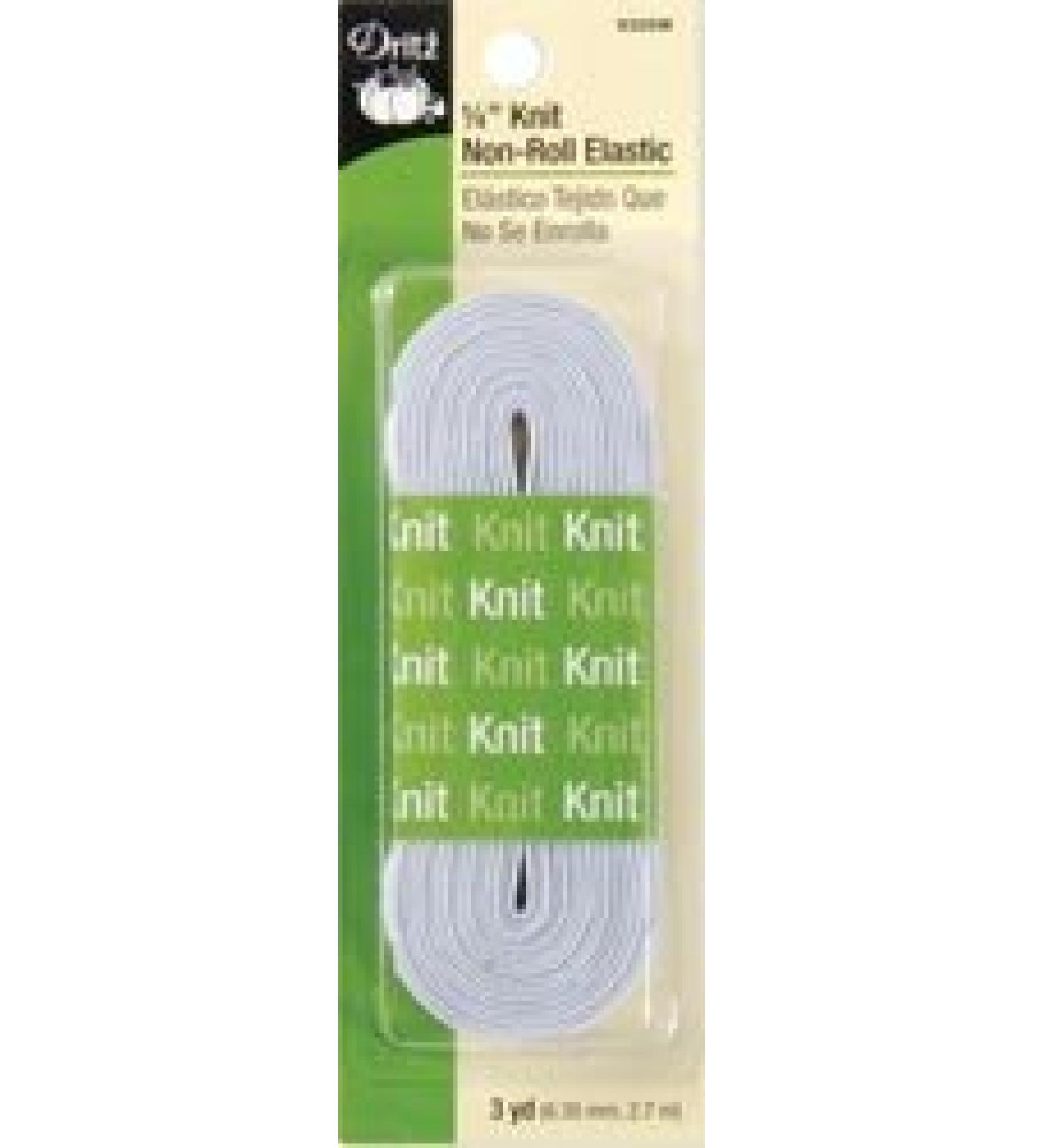 Dritz Knit Non-Roll Elastic 1/4 inch x 3 Yards White (4-Pack)