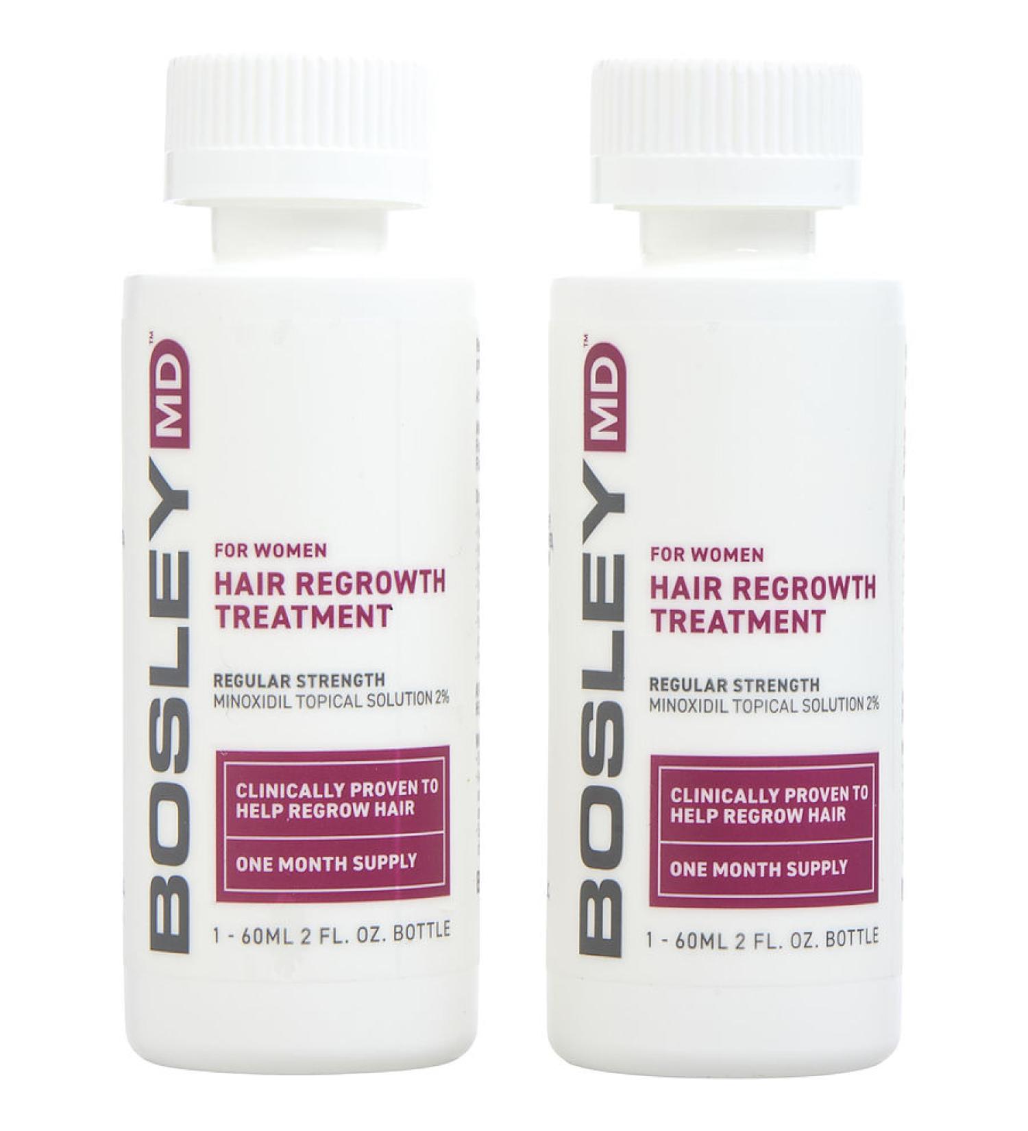 BOSLEY by Bosley - BOSLEYMD HAIR REGROWTH TREATMENT FOR WOMEN REGULAR STRENGTH MINOXIDIL TOPICAL SOLUTION 2% TWO MONTH SUPPLY 2- 2 OZ BOTTLES (DROPPER) - WOMEN