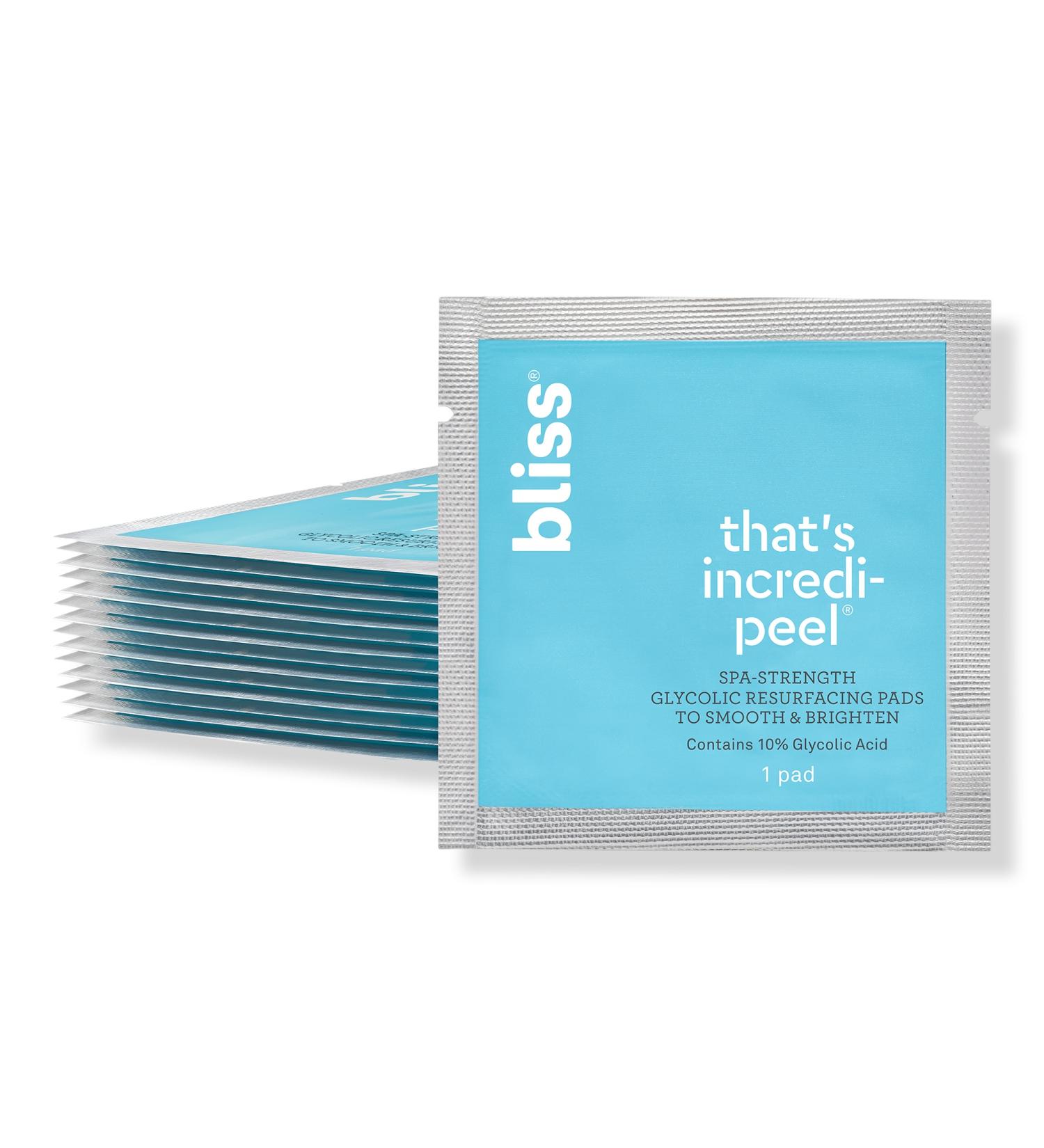 Discover Bliss That's Incredi-Peel Spa-Strength Glycolic Resurfacing Pads 15 ct - Elevate Your Style Instantly! - Buy Online on SooperMarket.com