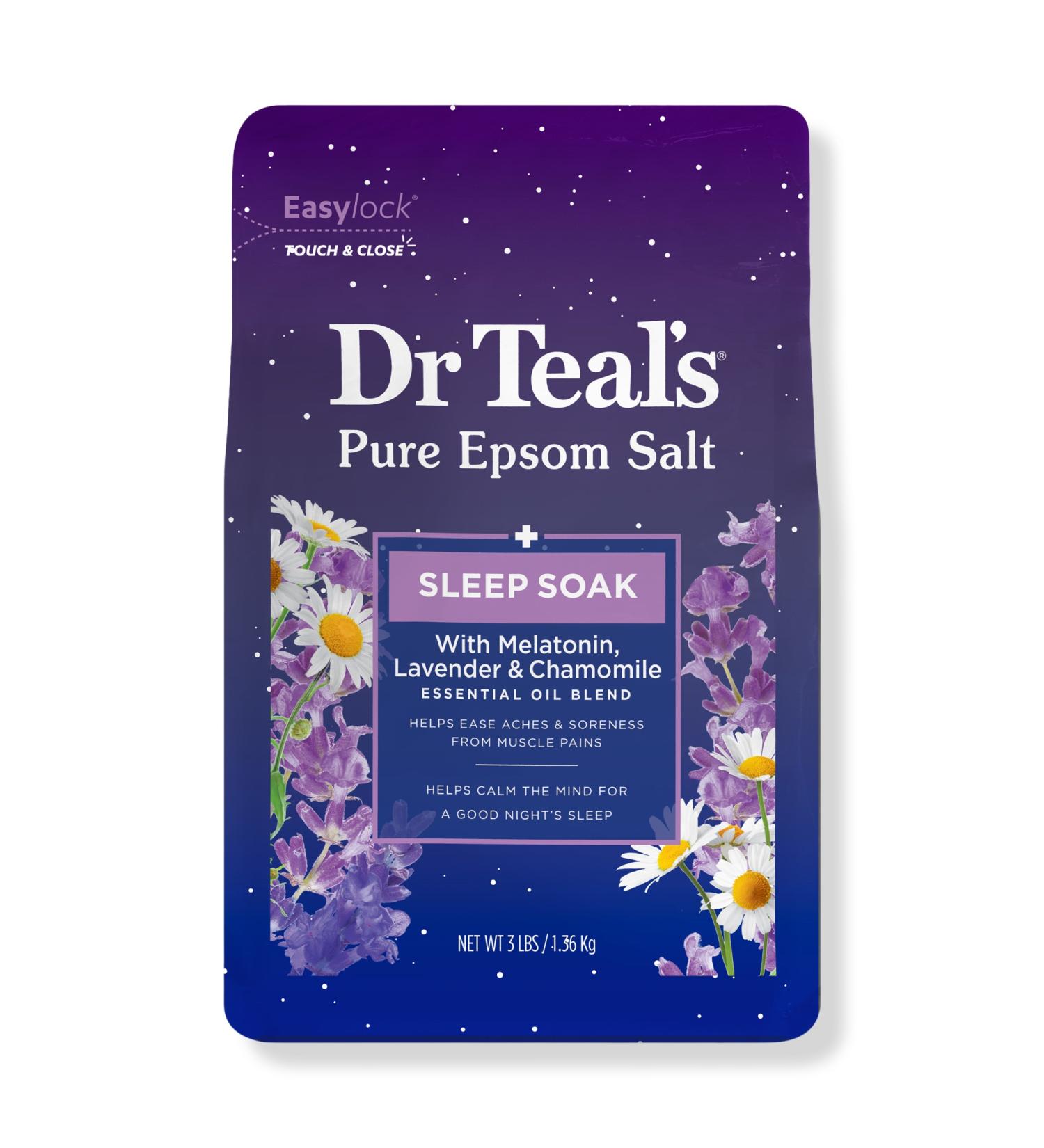 Dr Teal's Pure Epsom Salt Soak, Sleep Blend with Melatonin, Lavender & Chamomile Essential Oils 48.0 oz - Transform Your Style with the Best Innovation Today! - Buy Online on SooperMarket.com