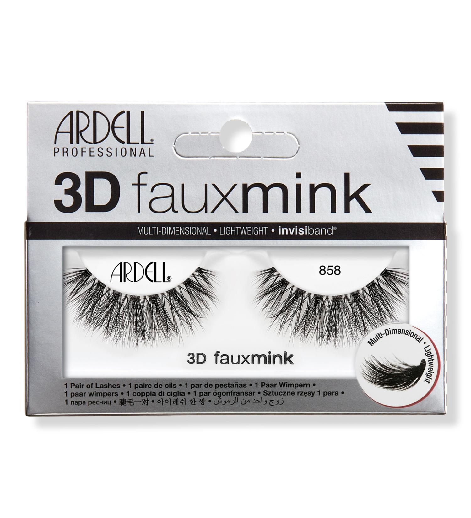 Discover Ardell 3D Faux Mink #858, Multi-dimensional False Eyelash with Invisiband - Elevate Your Style Instantly! - Buy Online on SooperMarket.com
