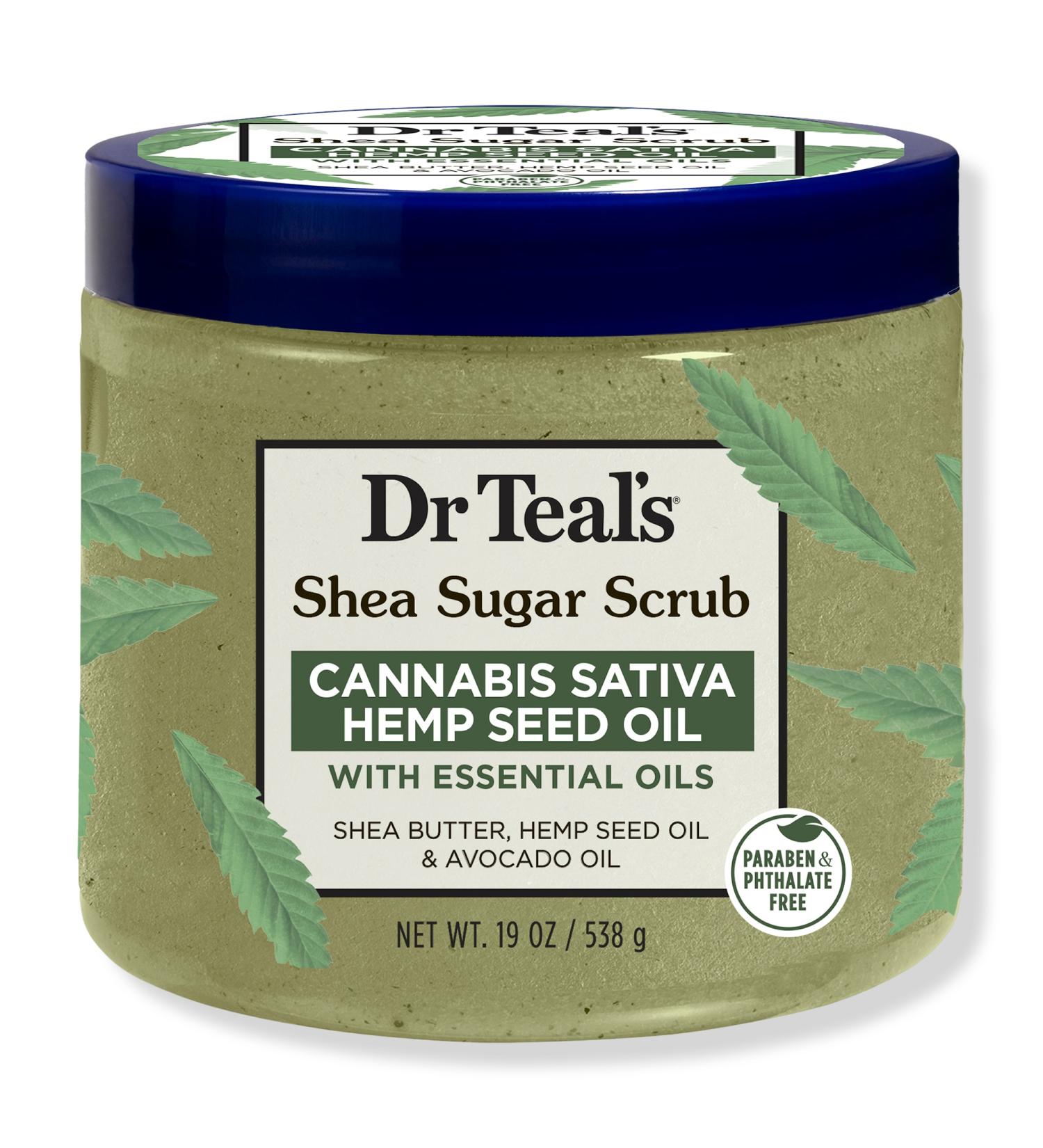 Dr Teal's Shea Sugar Scrub with Cannabis Sativa Hemp Seed Oil & Essential Oils 19.0 oz - Discover Premium Quality Shop now! - Buy Online on SooperMarket.com